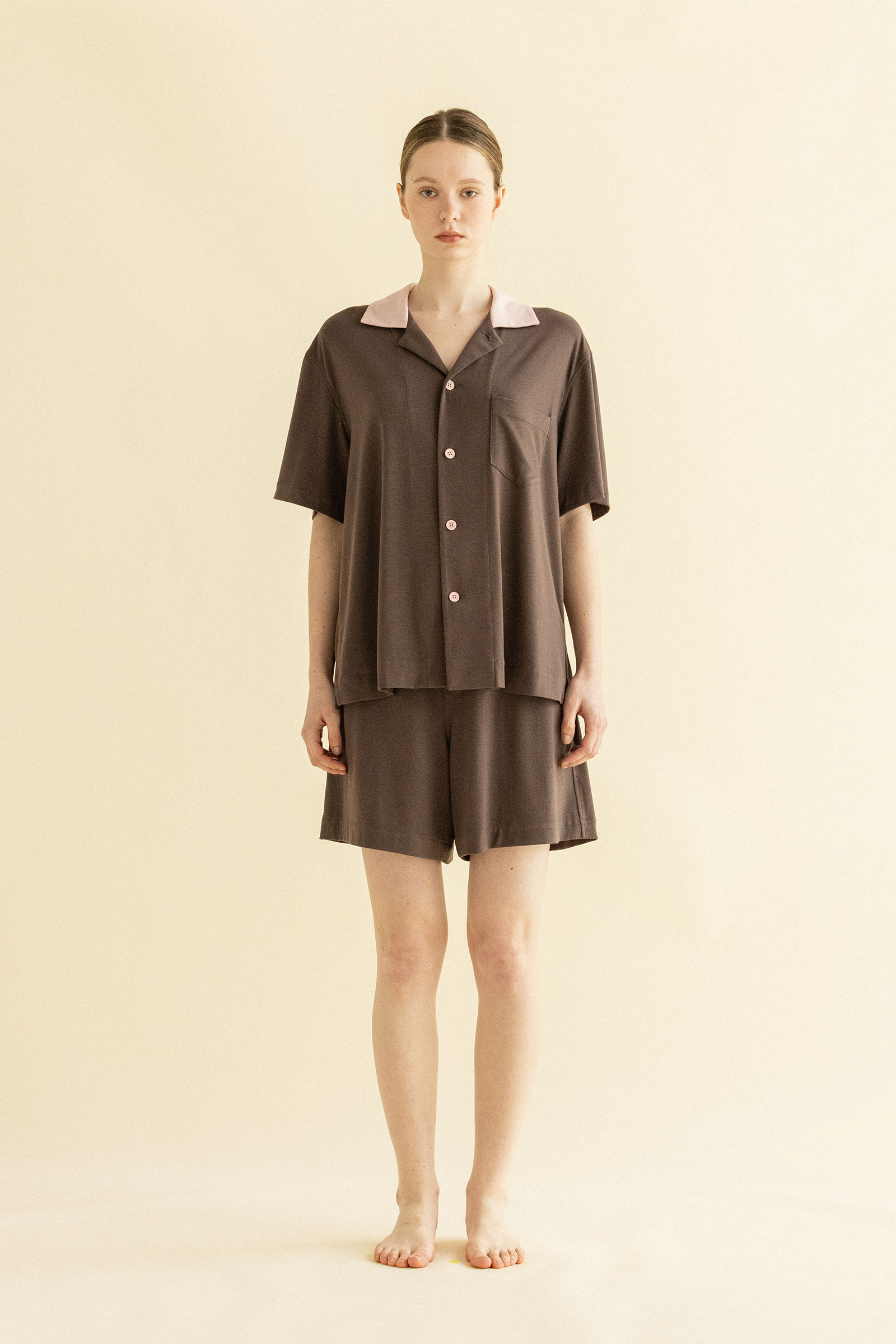 COCOA PINK PAJAMAS SET UP_BROWN