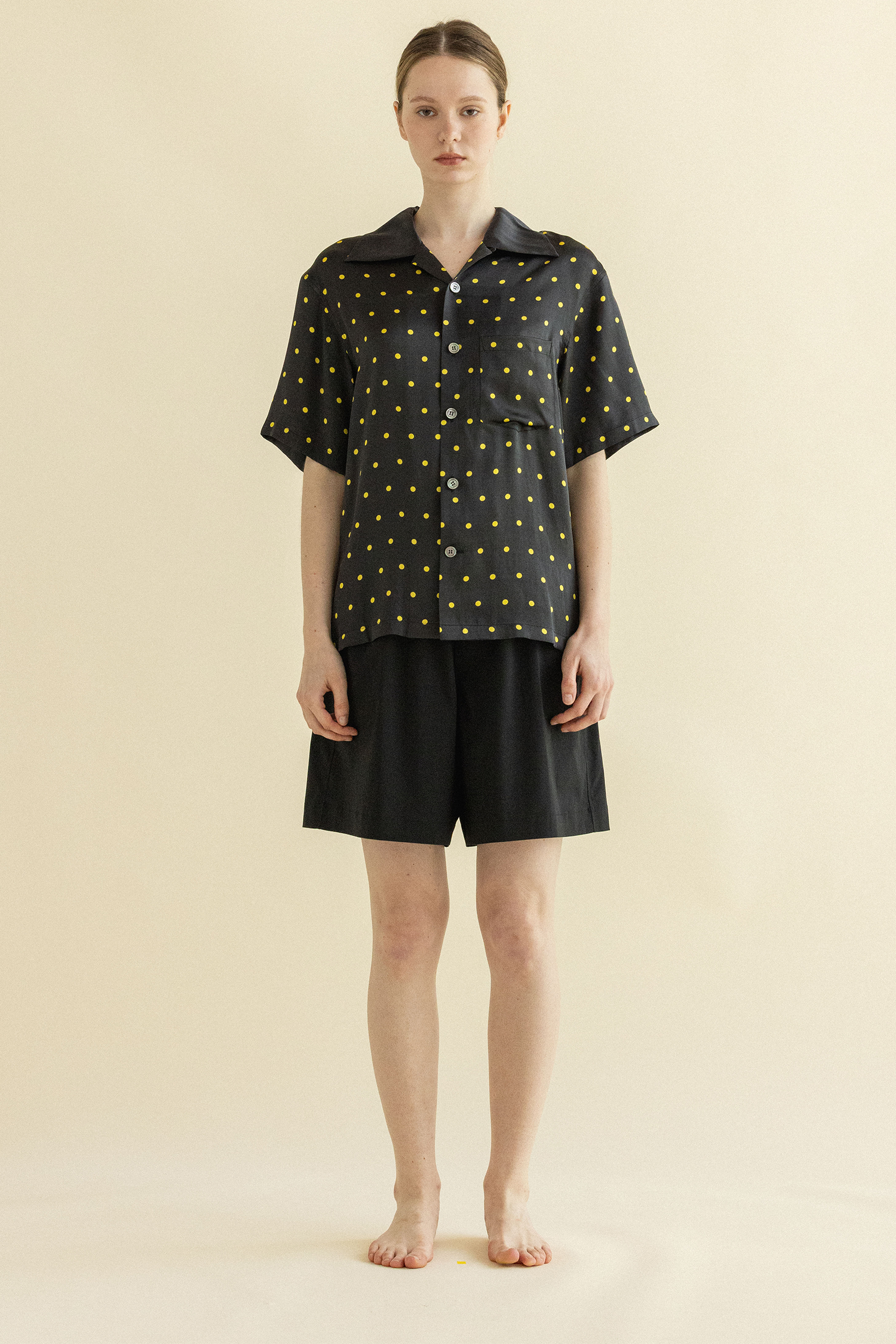LEMON DOT BOWLING SHIRT_BLACK