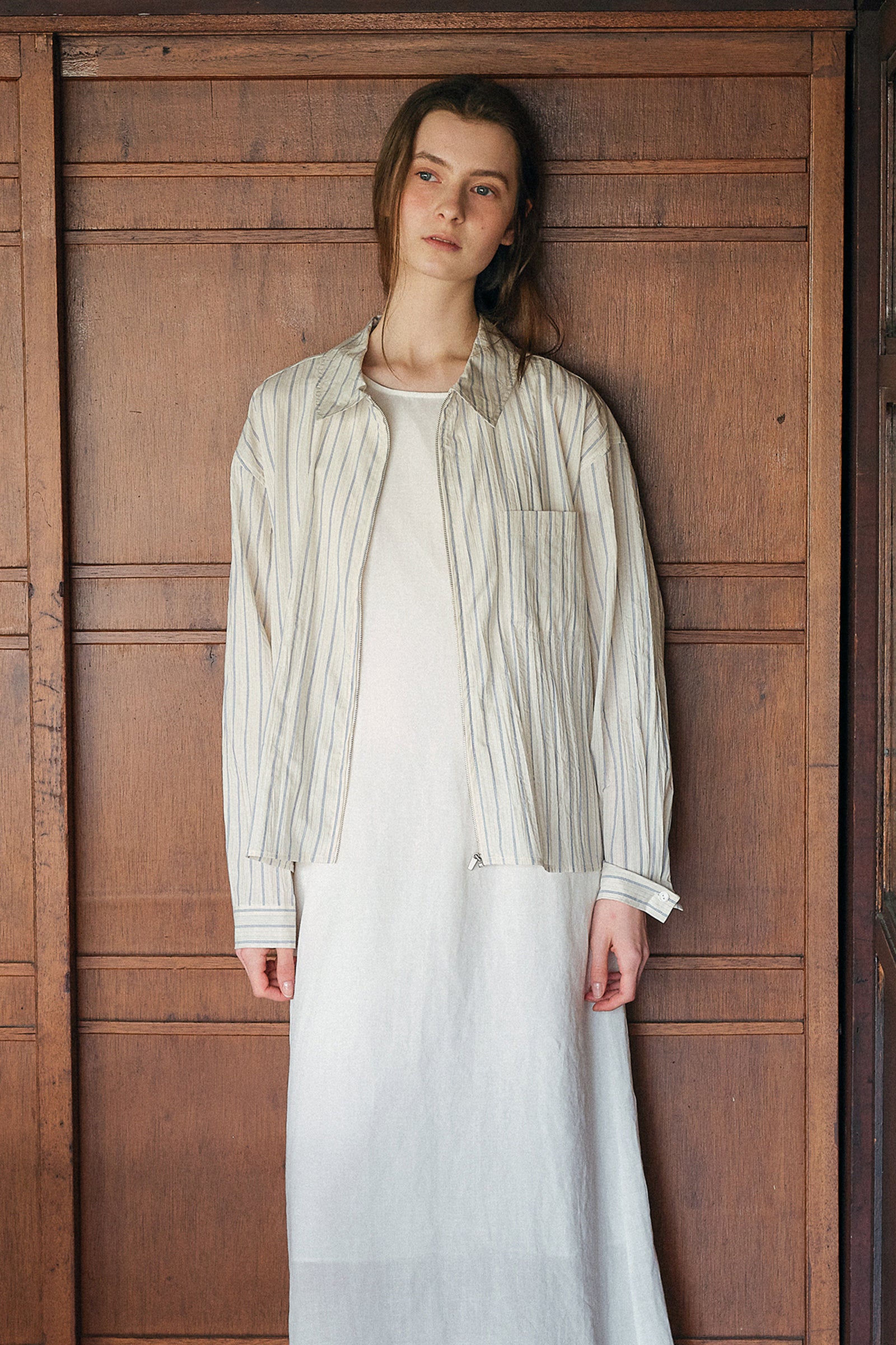 PONS STRIPE ZIP-UP_STRIPE BLUE