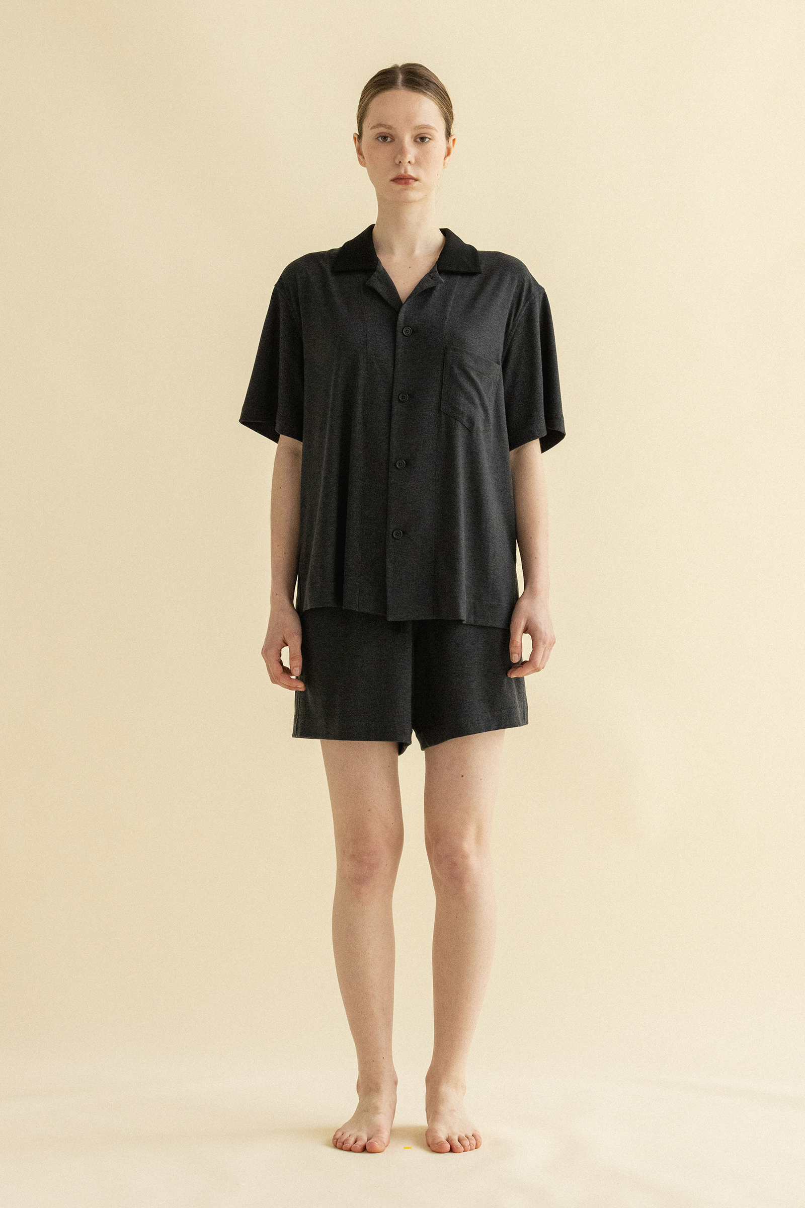 CHARCOAL DROP PAJAMAS SET UP_CHARCOAL