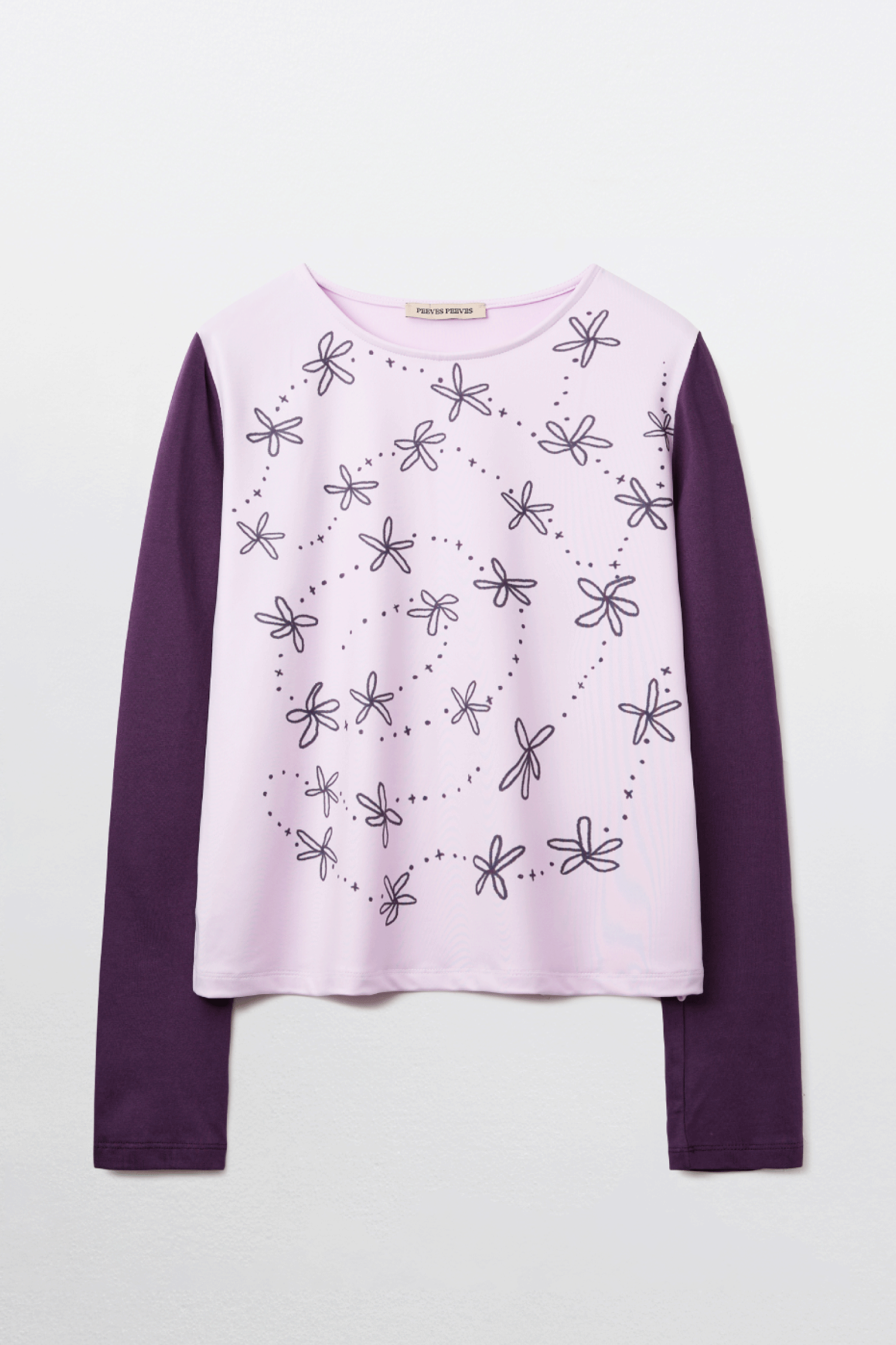 HAND WRITING FLOWER LONG SLEEVE TOP_PINK