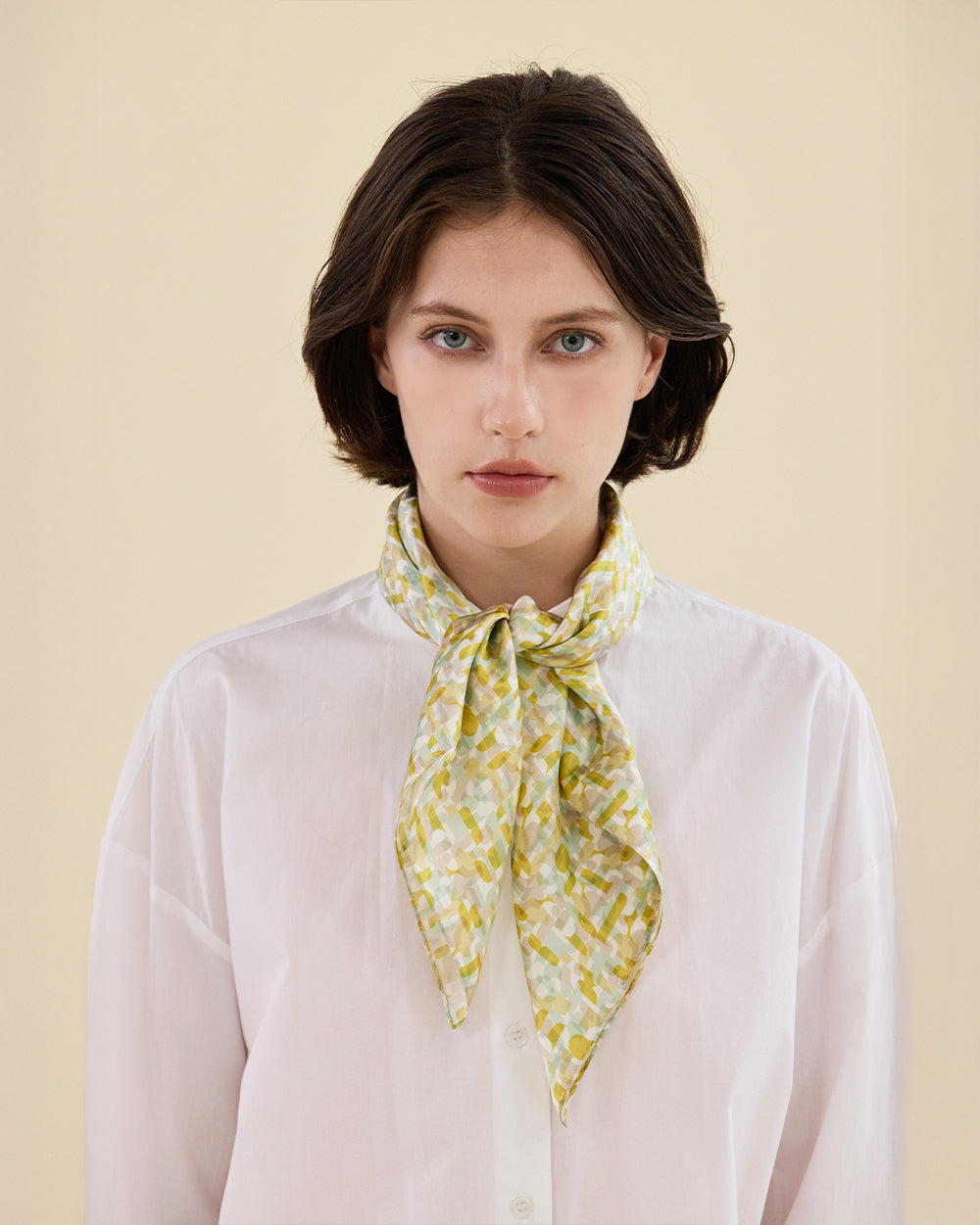 GOLDEN SHAPES SILK SCARF_GOLD