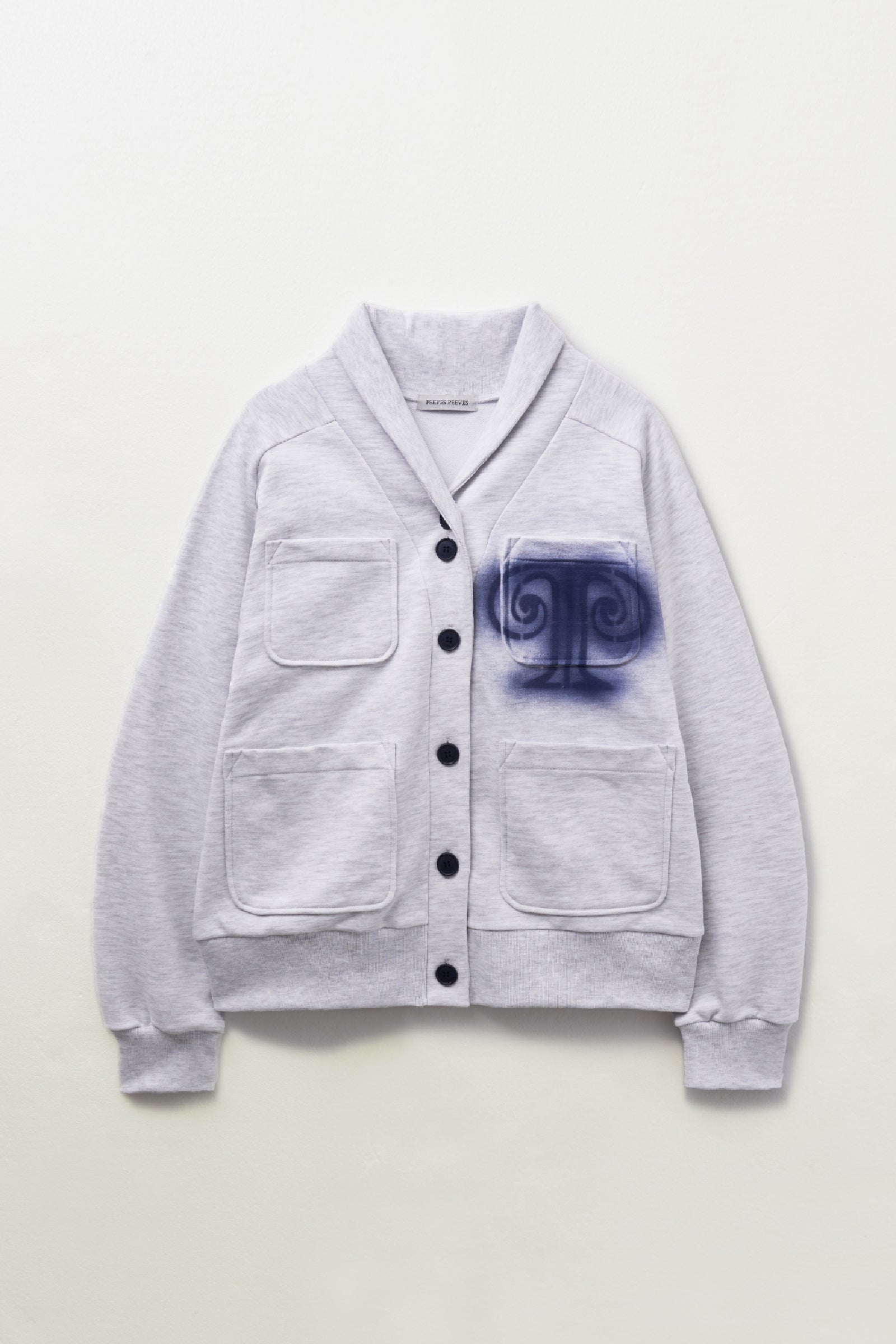 SPRAYED 4 POCKETS SWEAT CARDIGAN_MELANGE GREY