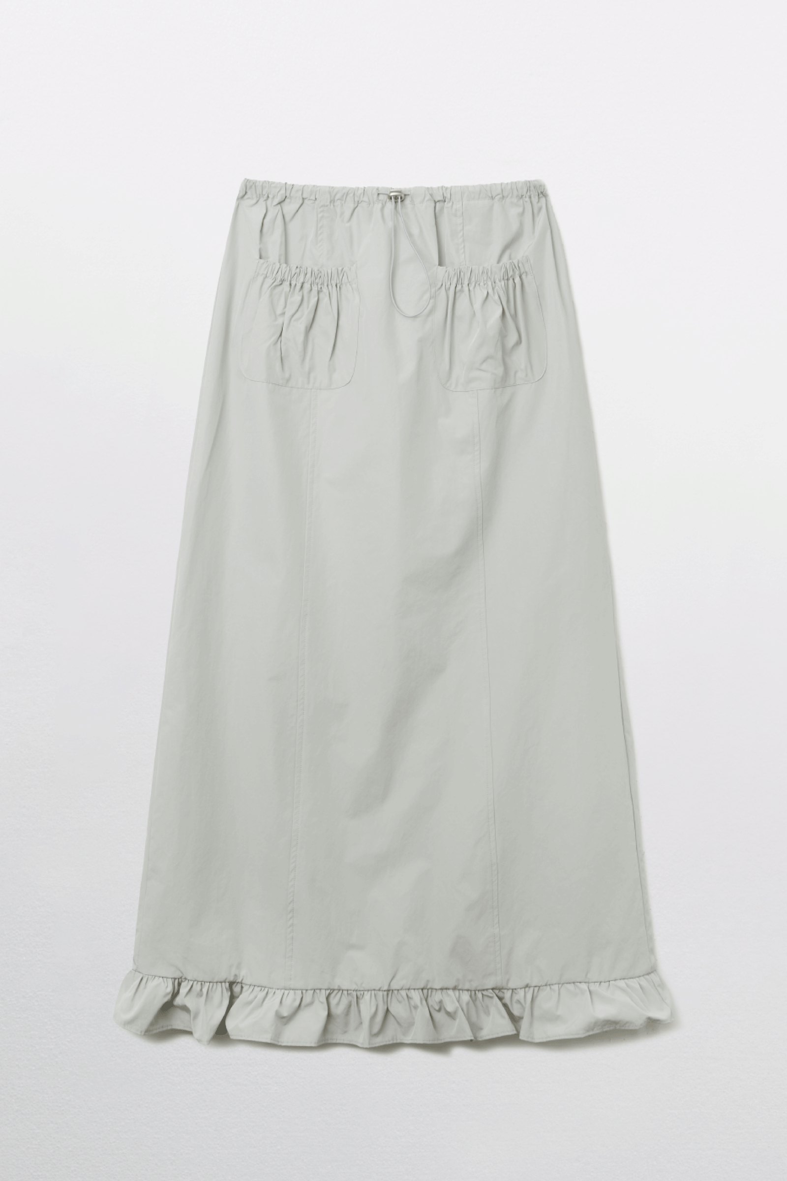 MERMAID FRILL MAXI SKIRT _LIGHT GREY