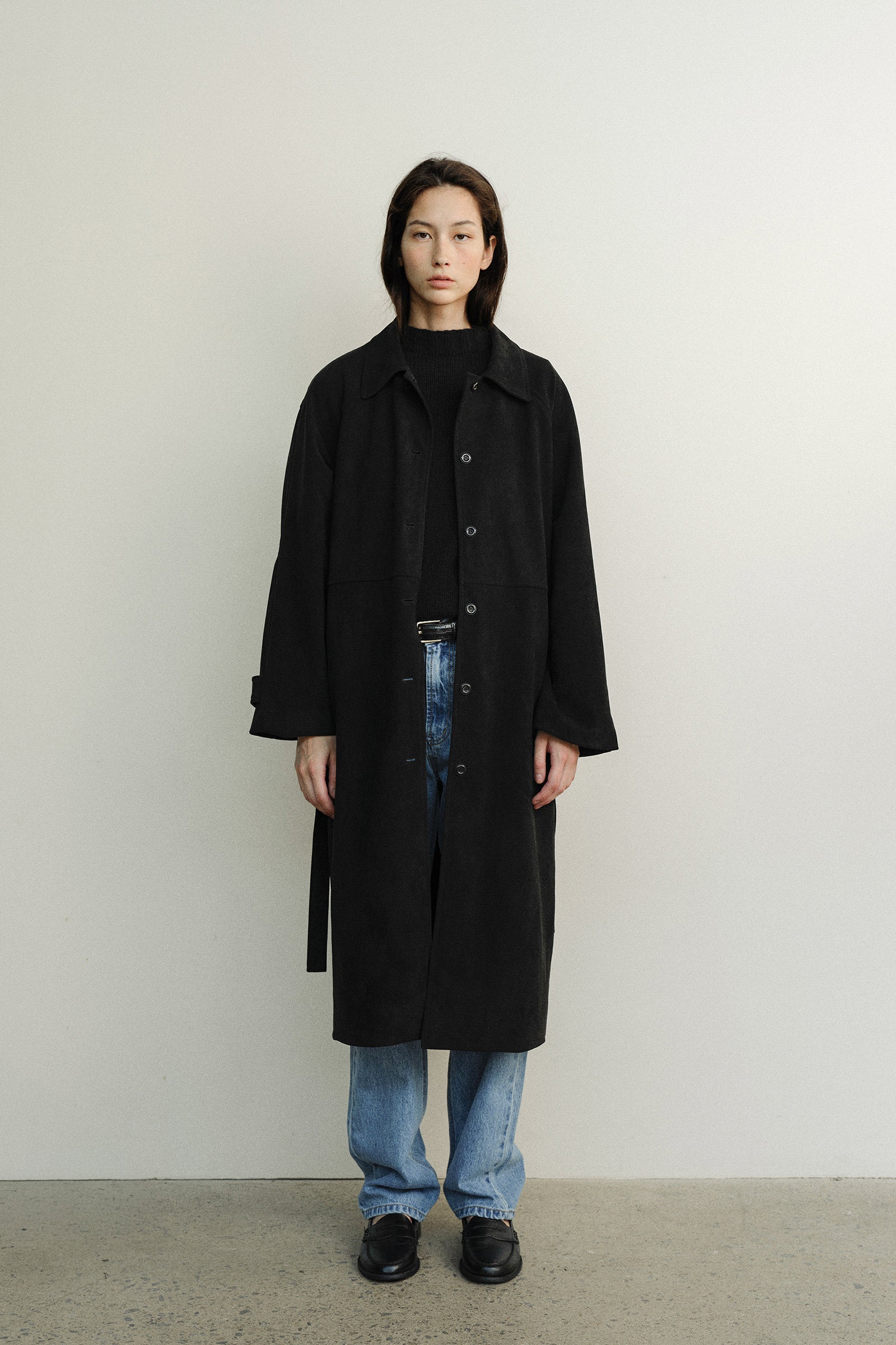 COURTNEY SUEDE LONG COAT_BLACK