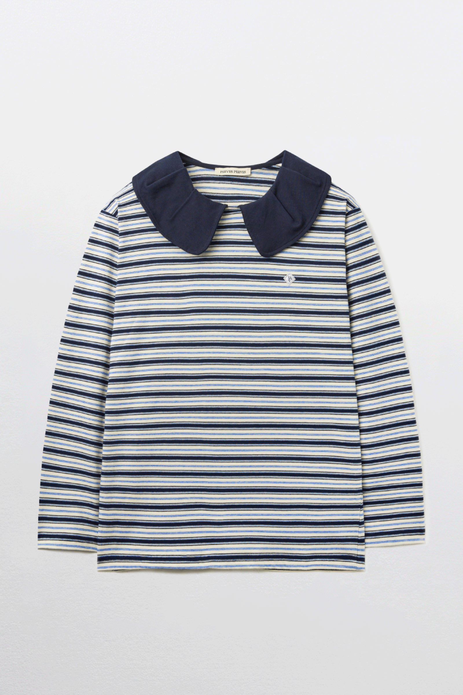 STRIPE BIG COLLAR TOP_NAVY