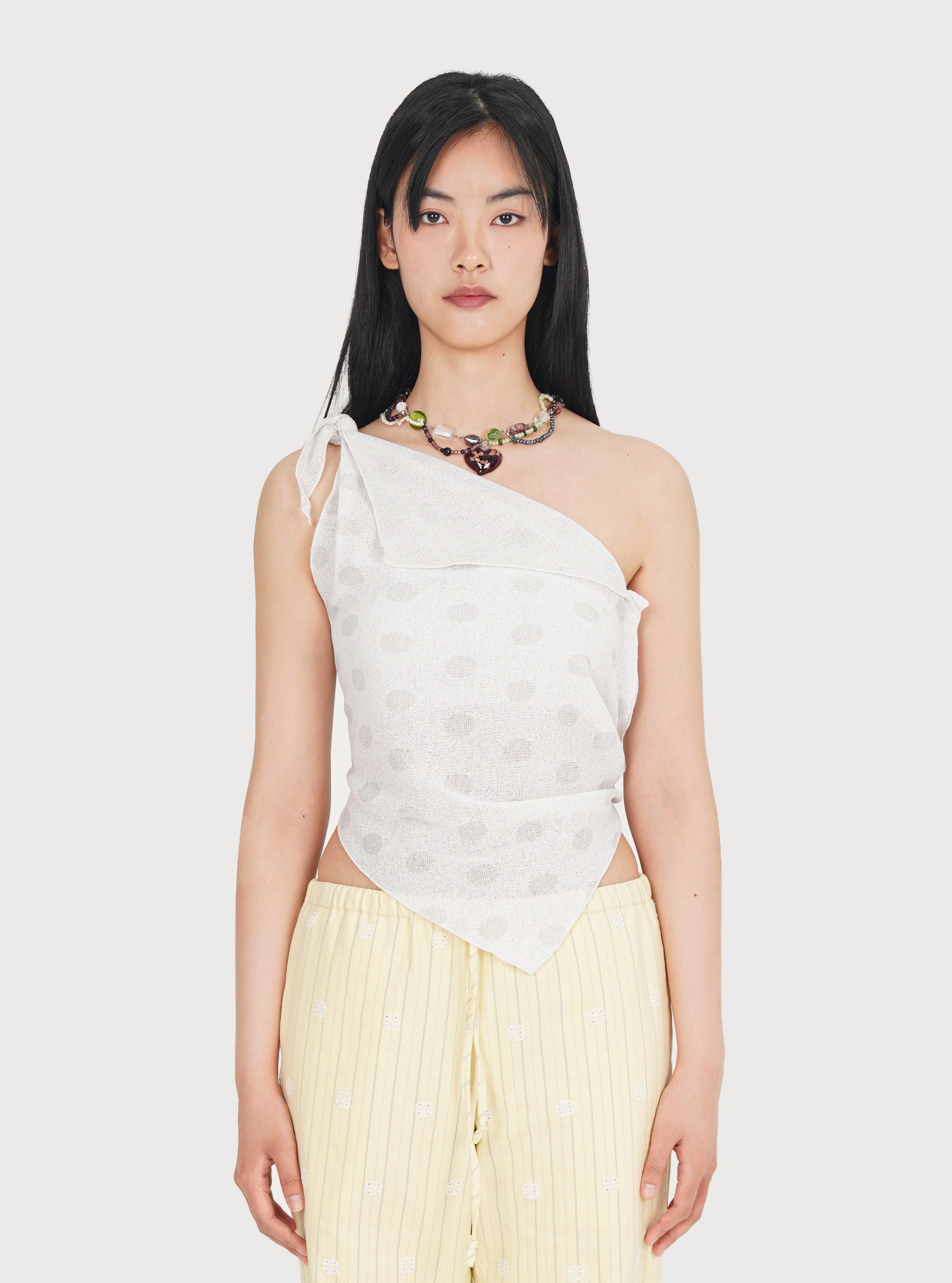 METALLIC WRAP SCARF JERSEY TOP_WHITE