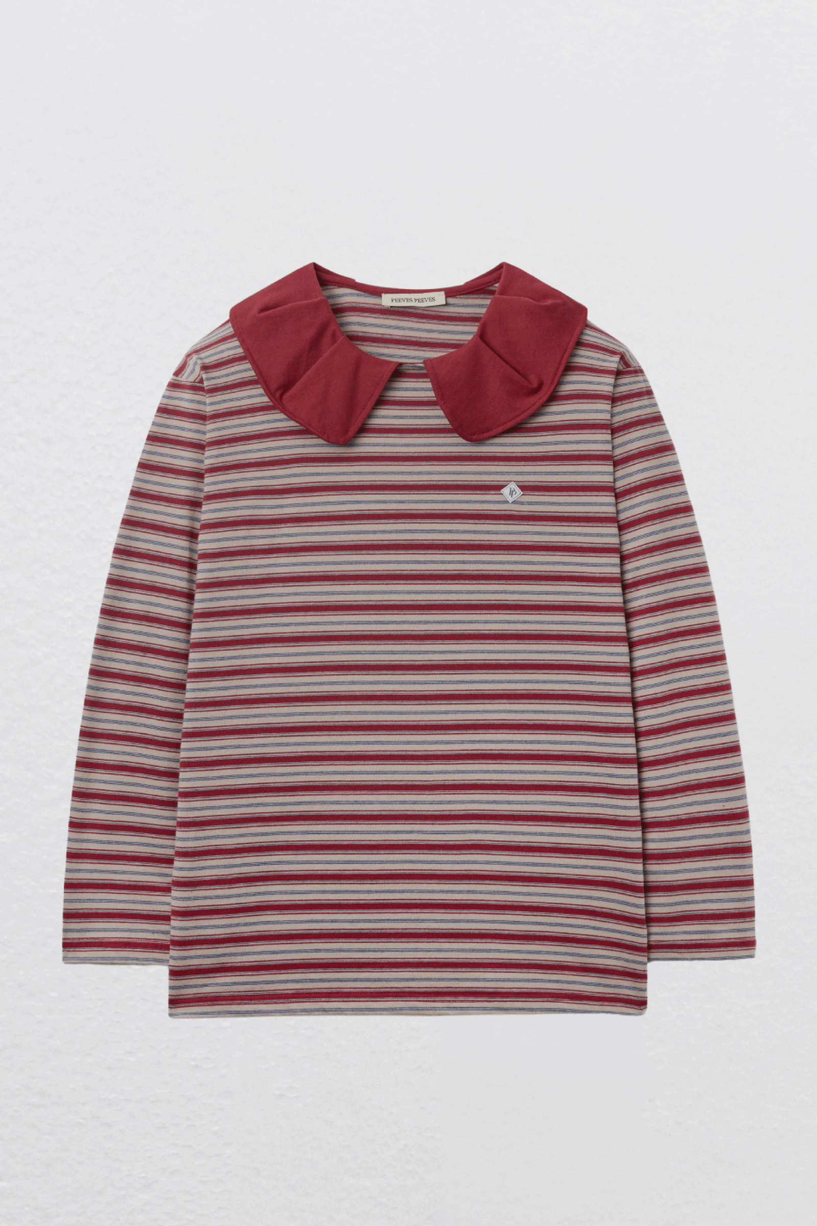 STRIPE BIG COLLAR TOP_BURGUNDY