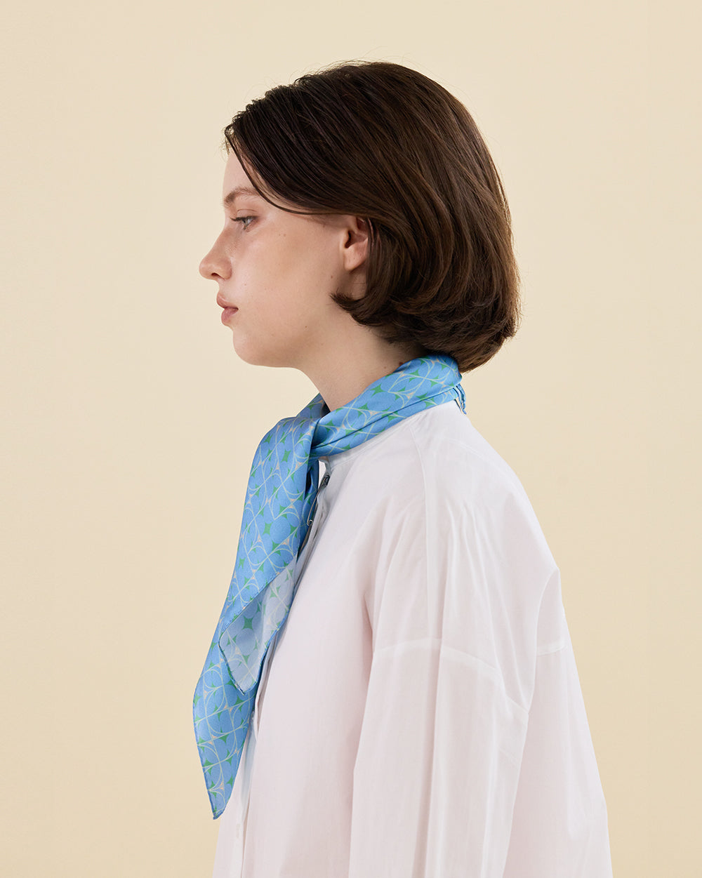 OCEAN GRID SILK SCARF_BLUE