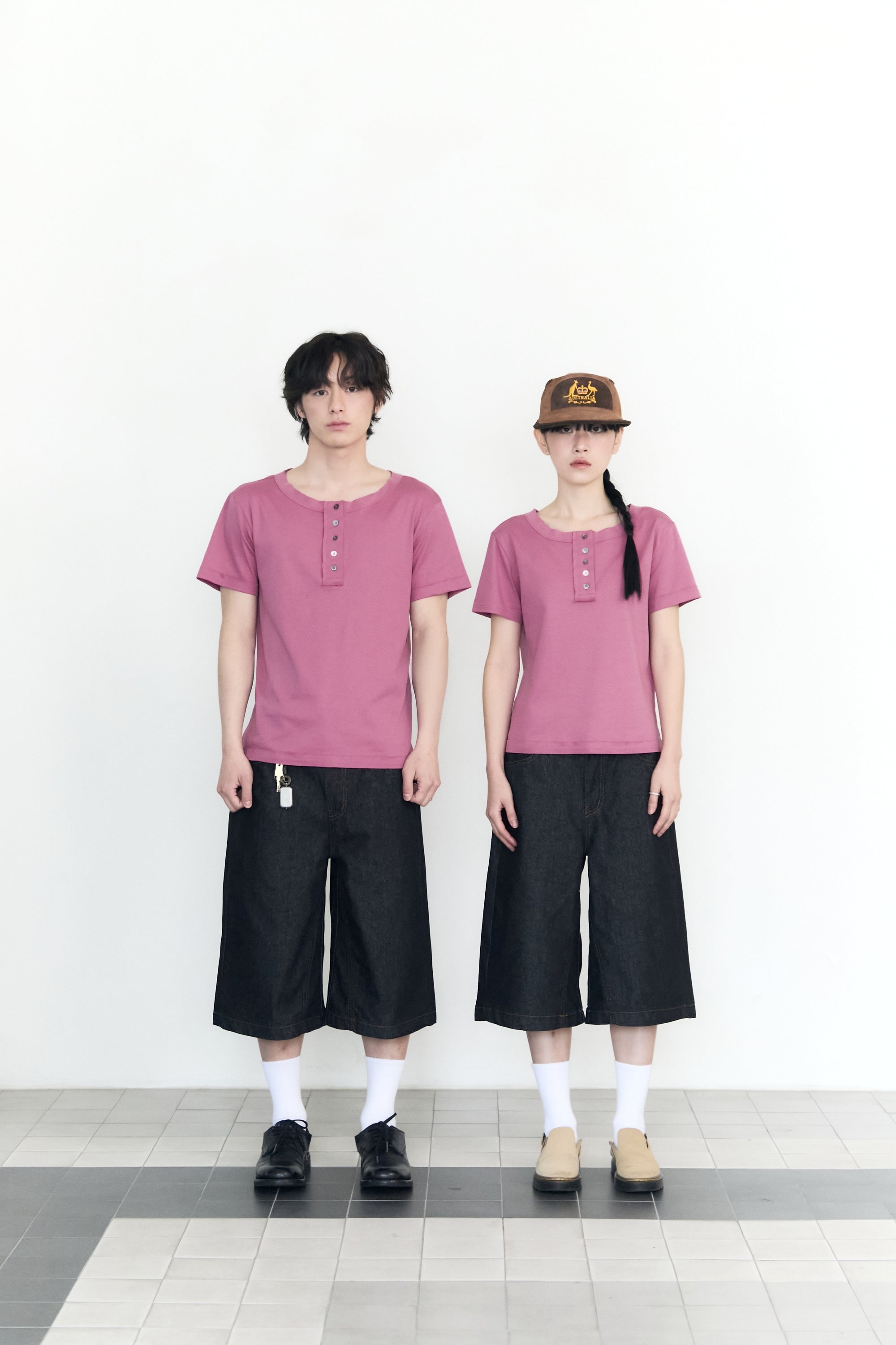 5 BUTTON HENLEY NECK_MAUVE PINK