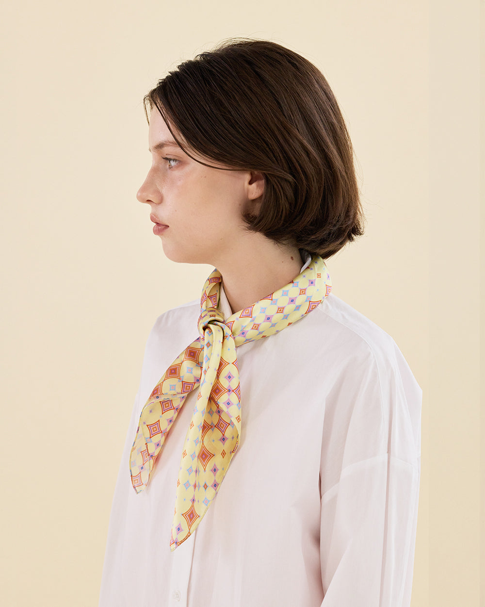 AMBER GRID SILK SCARF_YELLOW