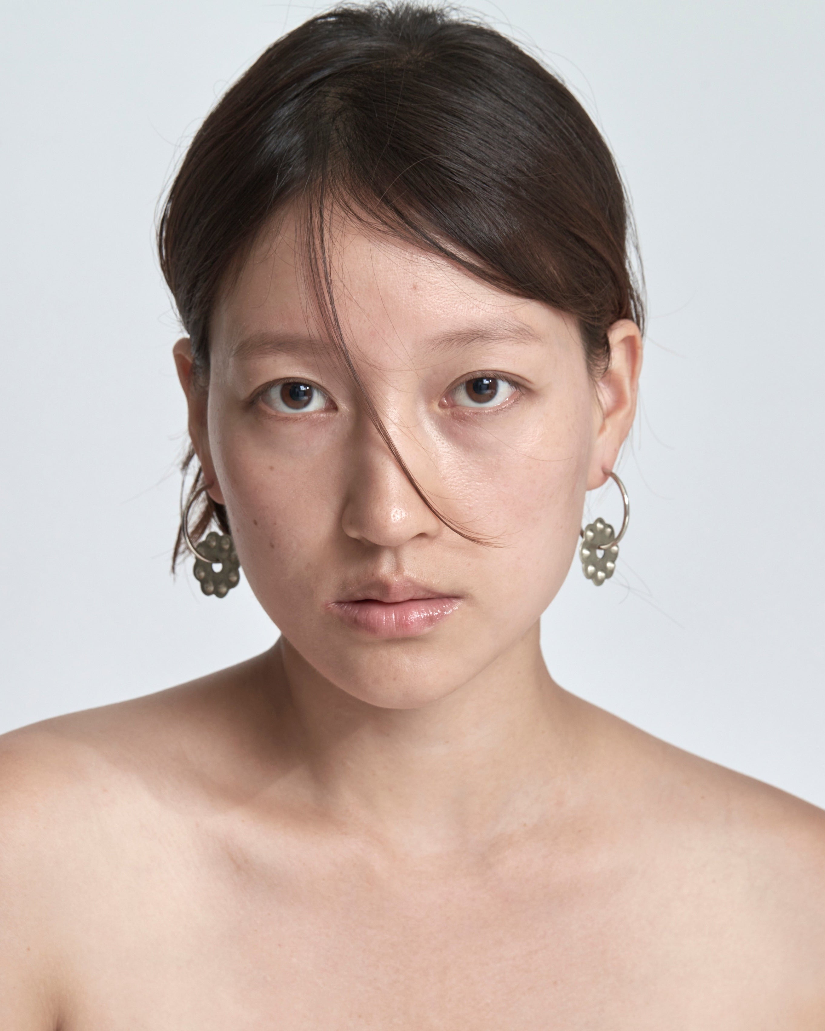 CHRYSANTHEMUM RING EARRINGS_SILVER