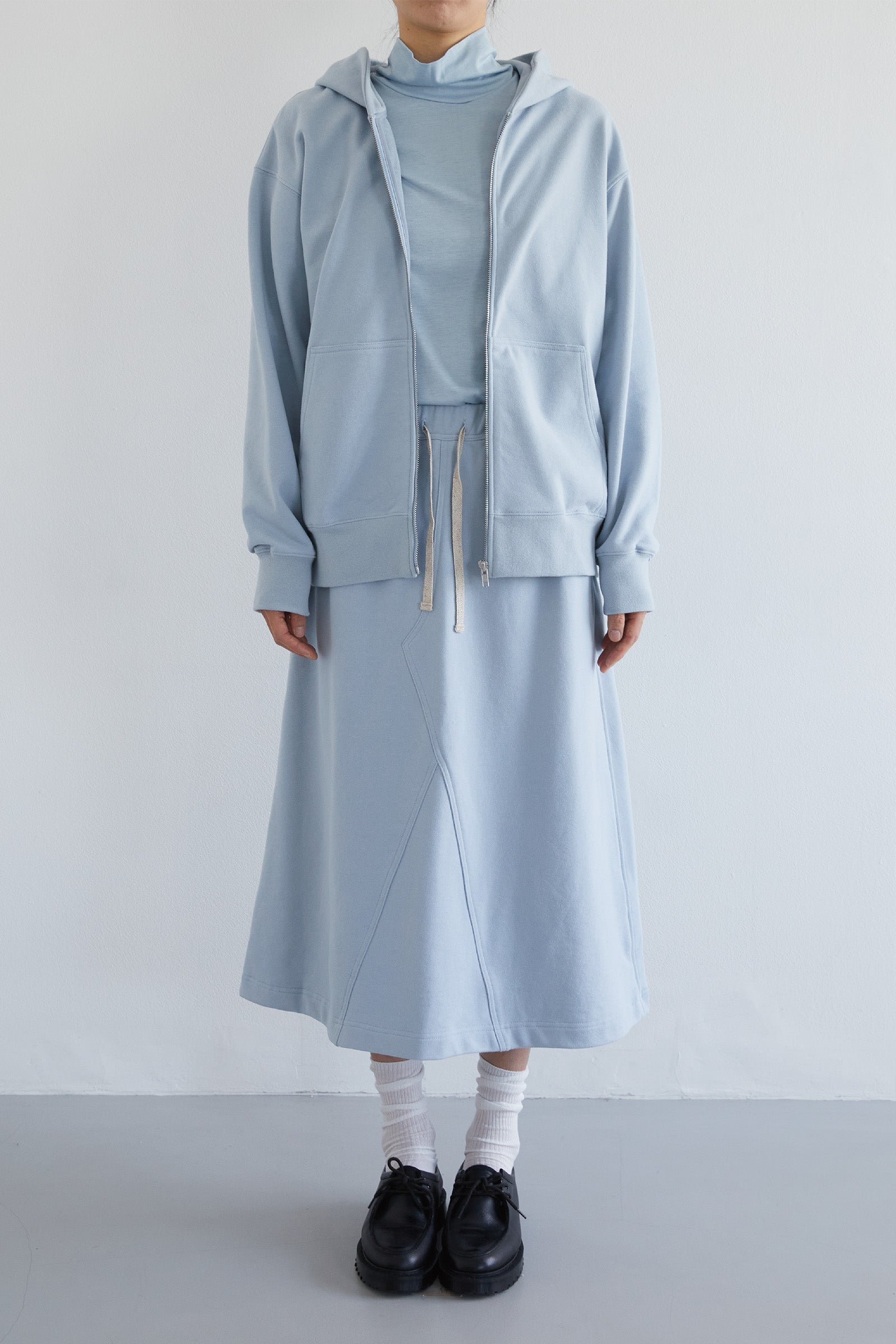 VINTAGE TERRY HOOD ZIPPER_LIGHT BLUE