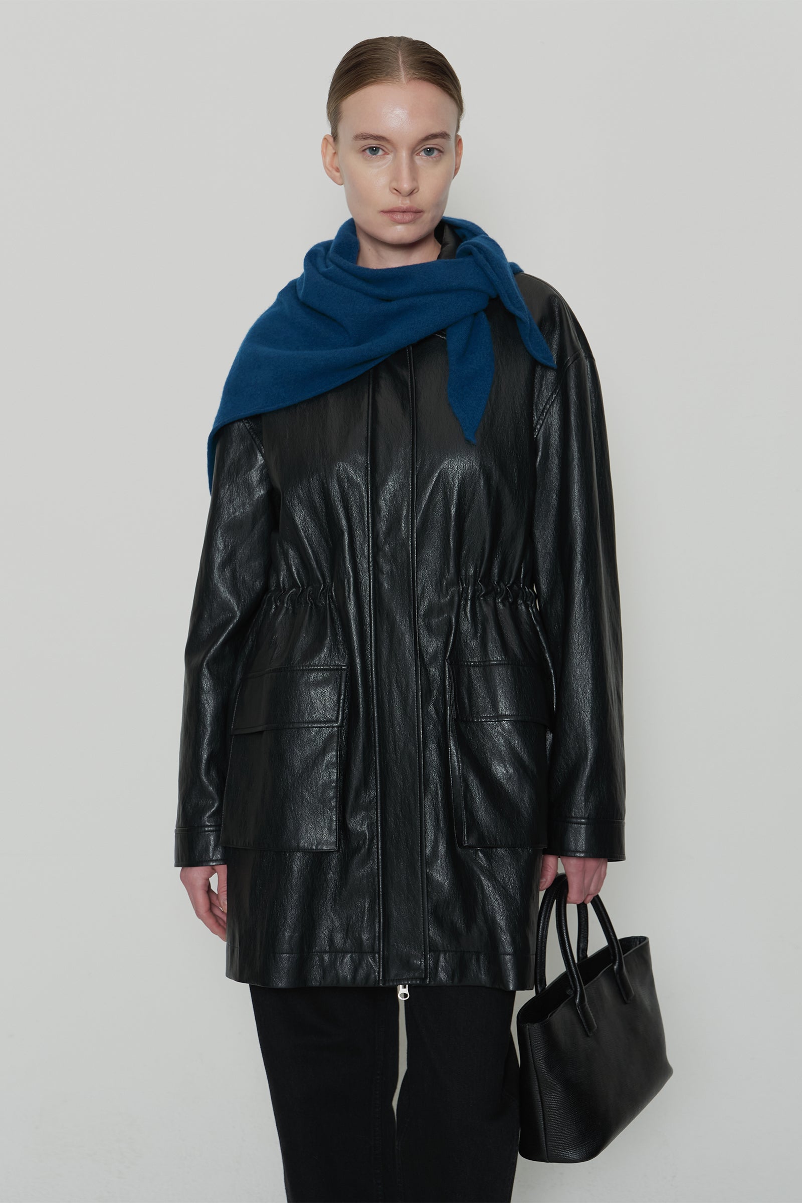 HALF SAFARI LEATHER JACKET_BLACK