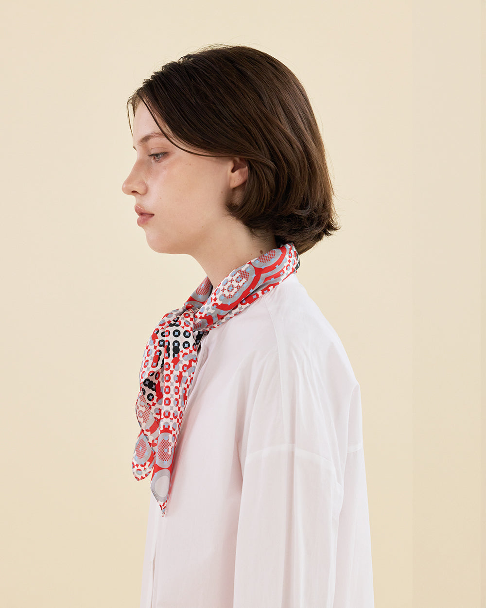RED ECHO SILK SCARF_RED