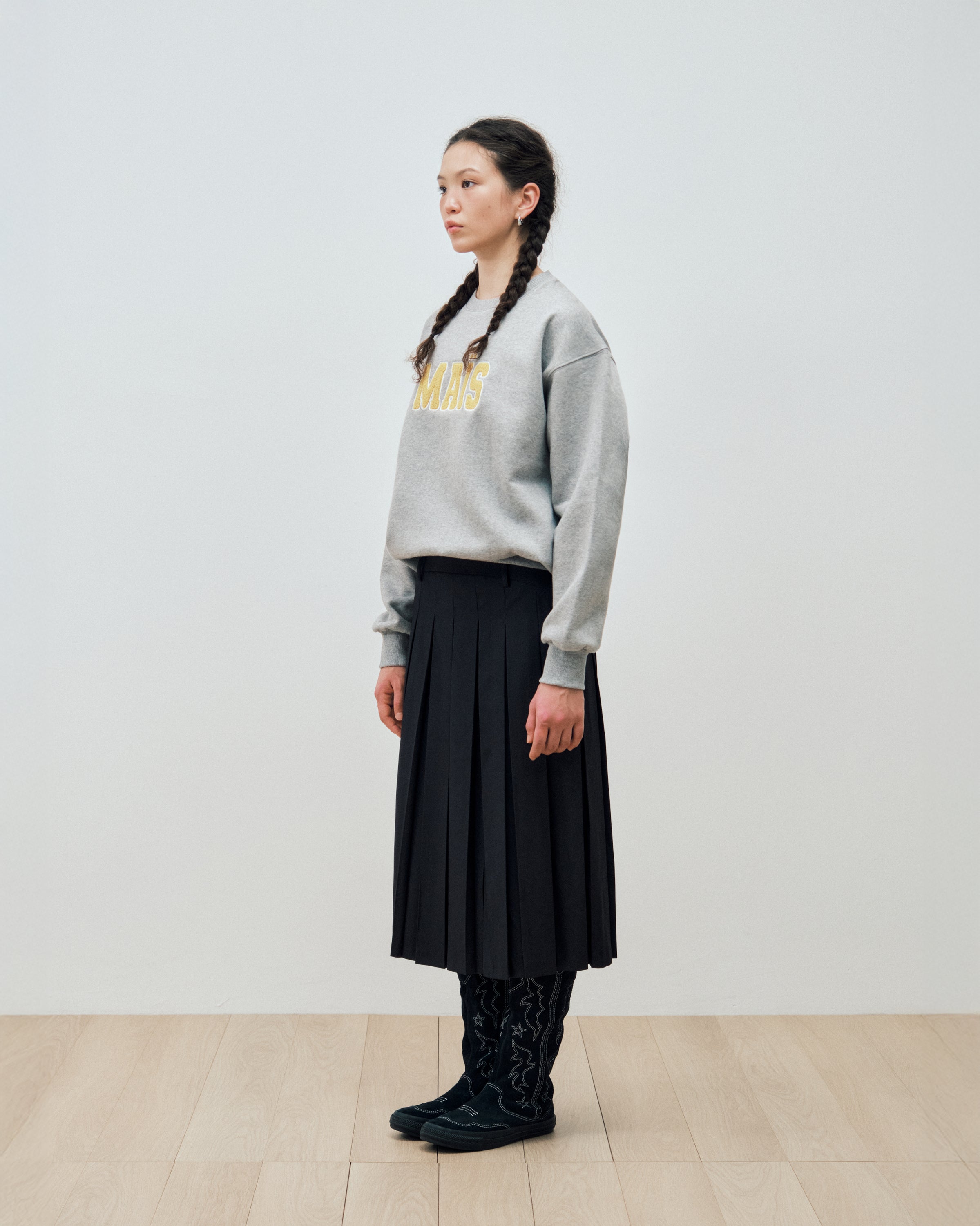 MAIS BOUCLE LOGO SWEAT SHIRT_GREY