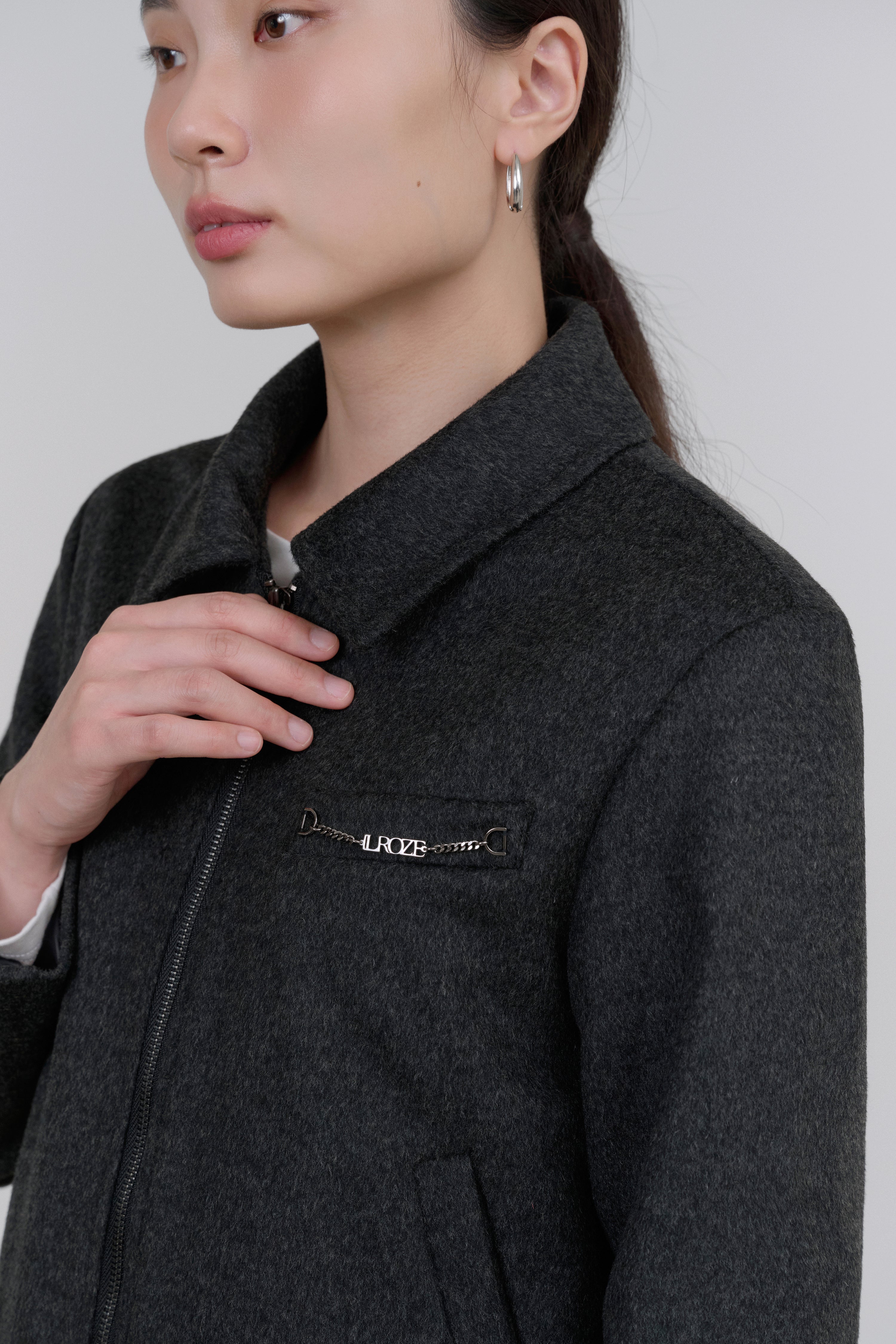 CHAIN WOOL JACKET_CHARCOAL