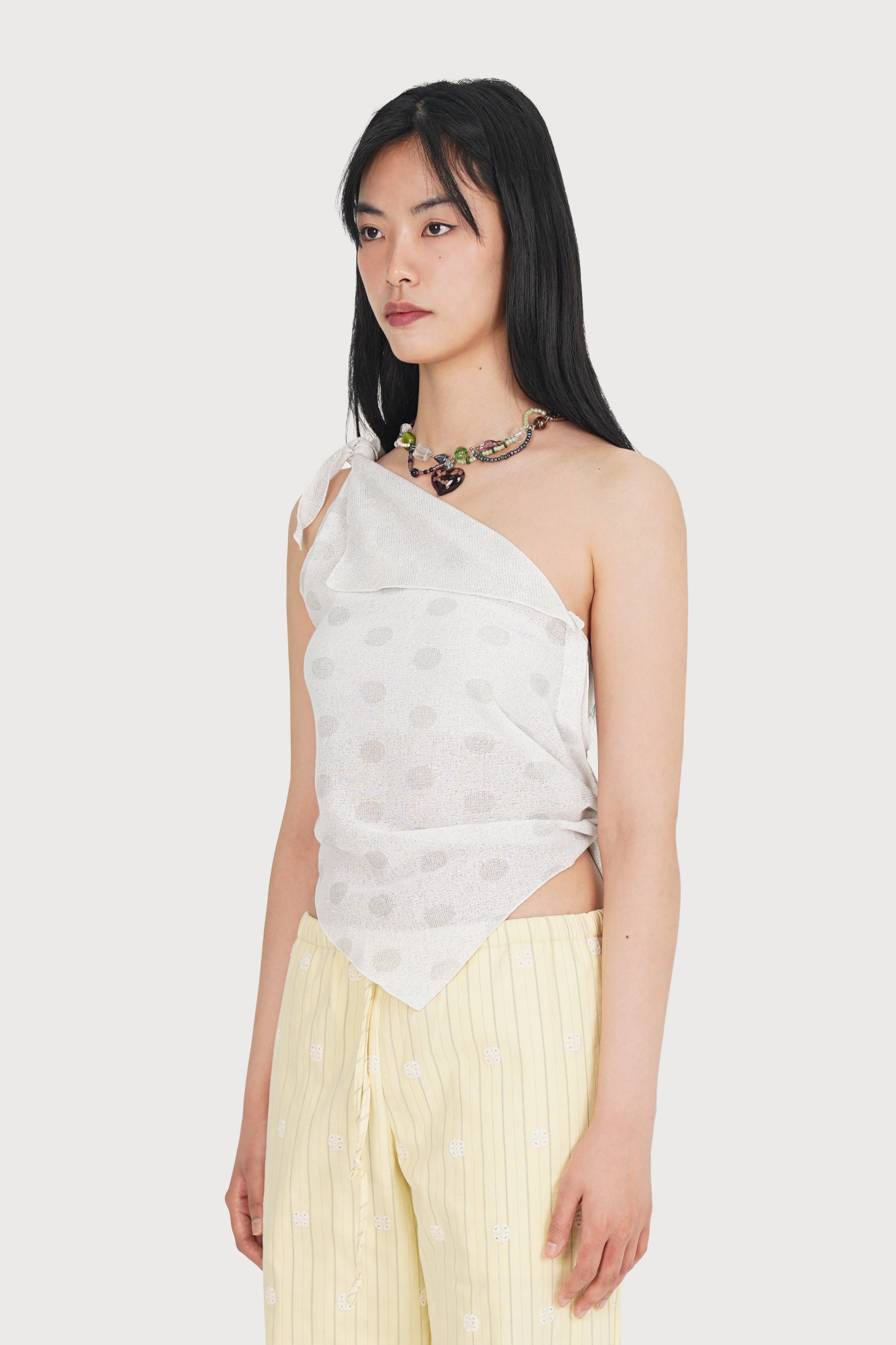 METALLIC WRAP SCARF JERSEY TOP_WHITE