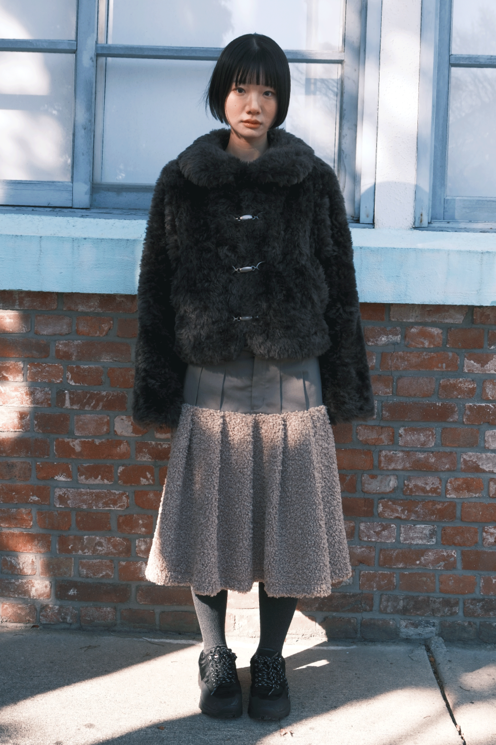 FLUFFY MIDI SKIRT_BEIGE