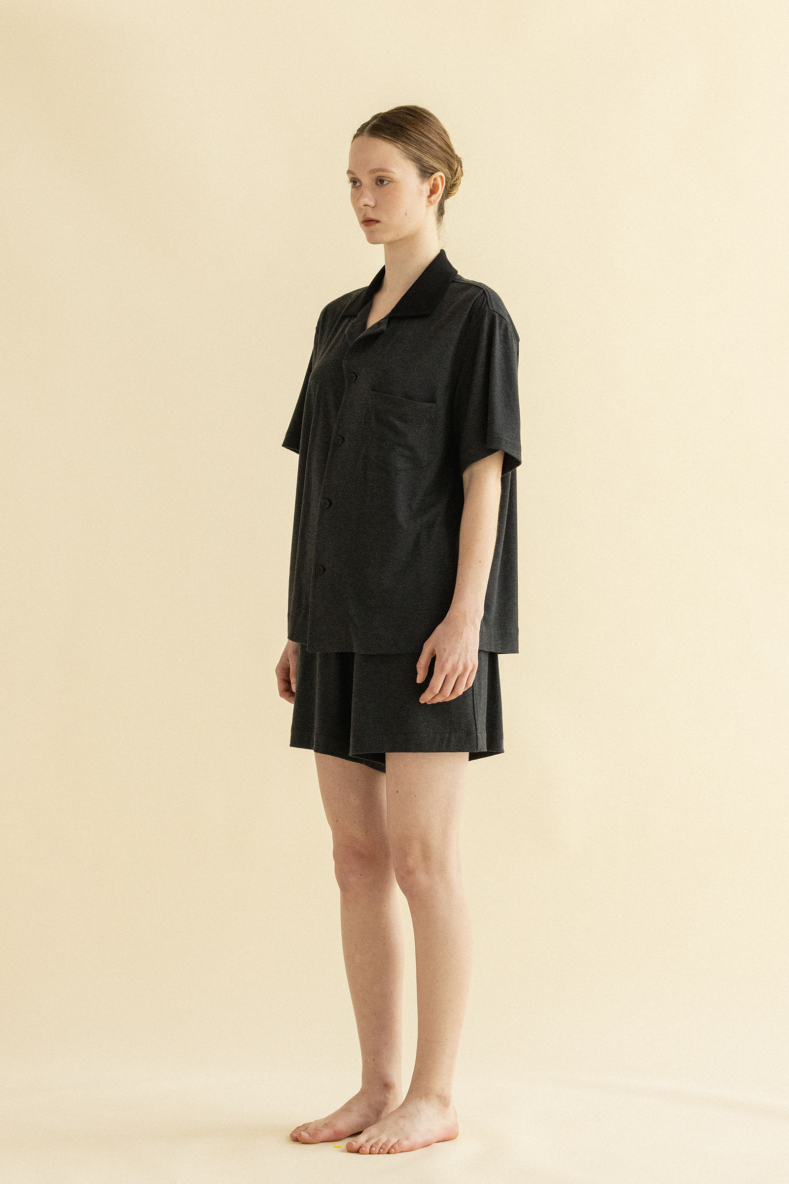 CHARCOAL DROP PAJAMAS SET UP_CHARCOAL