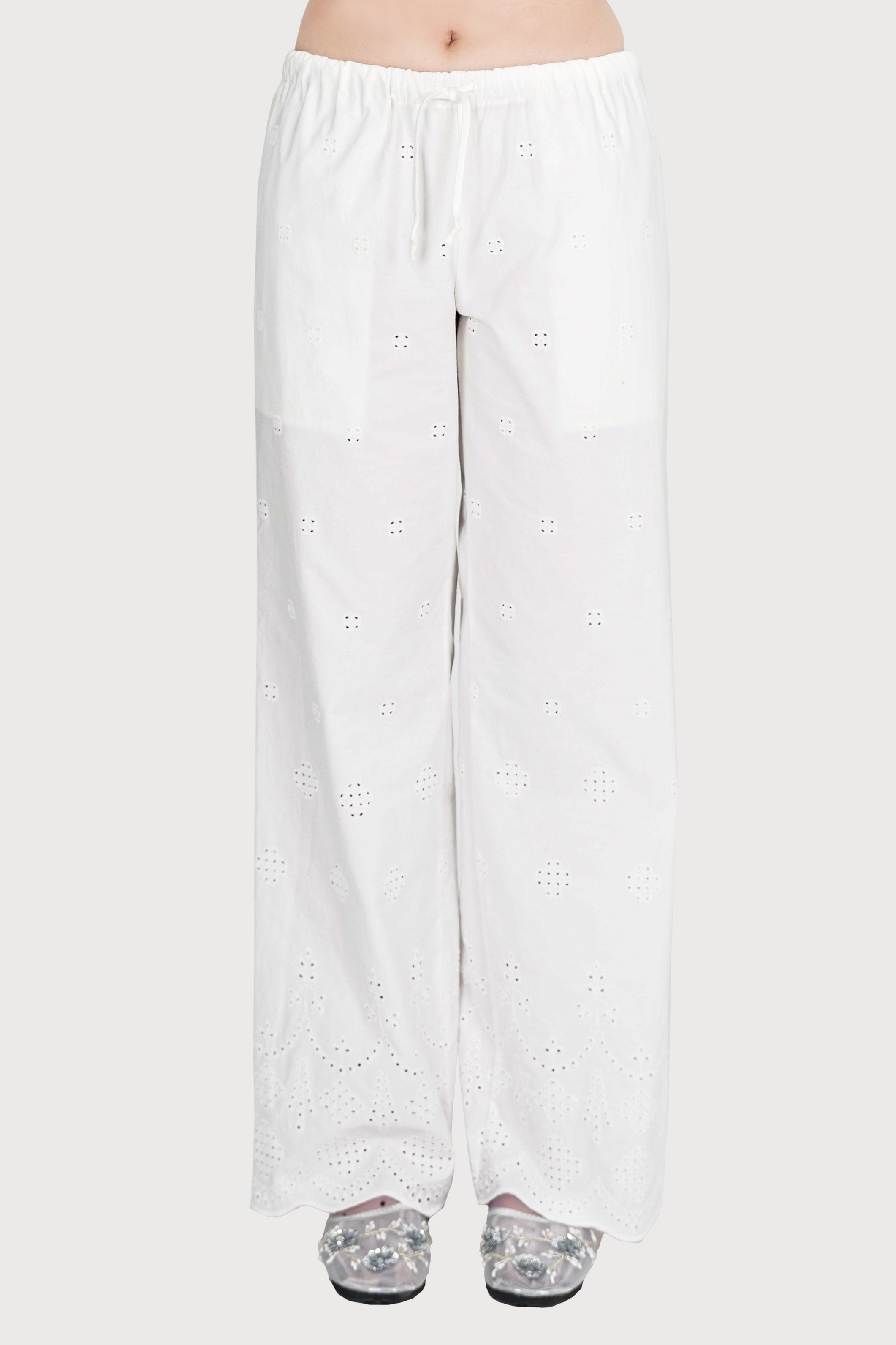 PUNCHING LACE PANTS_WHITE