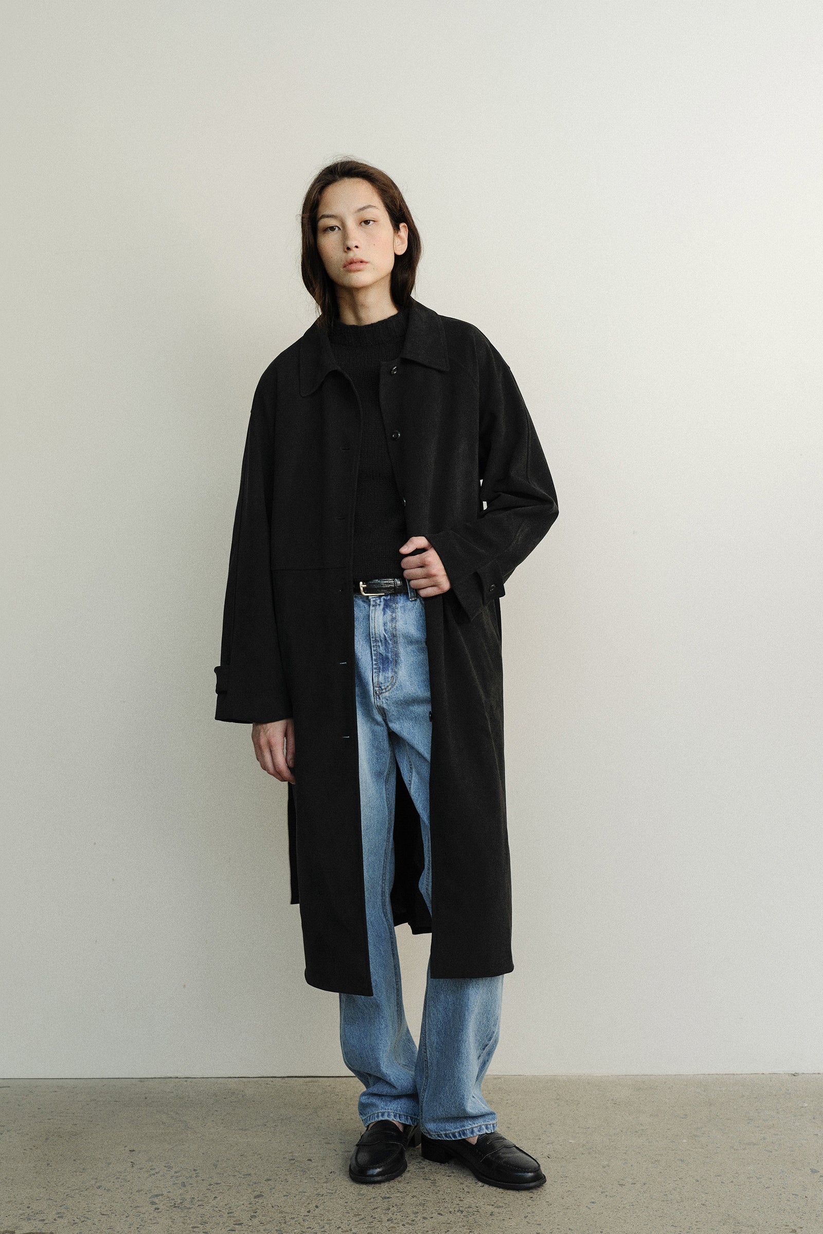 COURTNEY SUEDE LONG COAT_BLACK