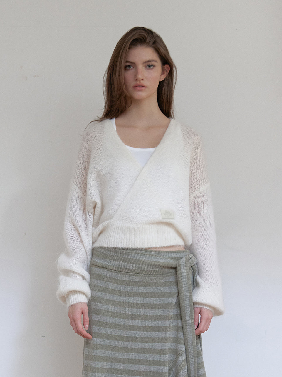 ANGORA WOOL WRAP KNIT_IVORY