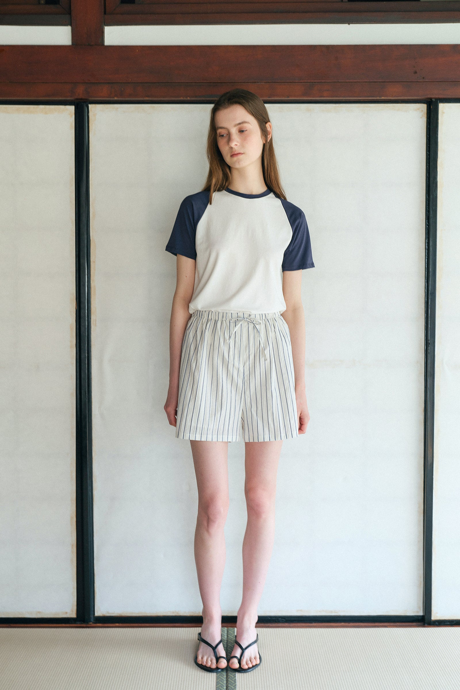 PONS STRIPE SHORTS_STRIPE NAVY