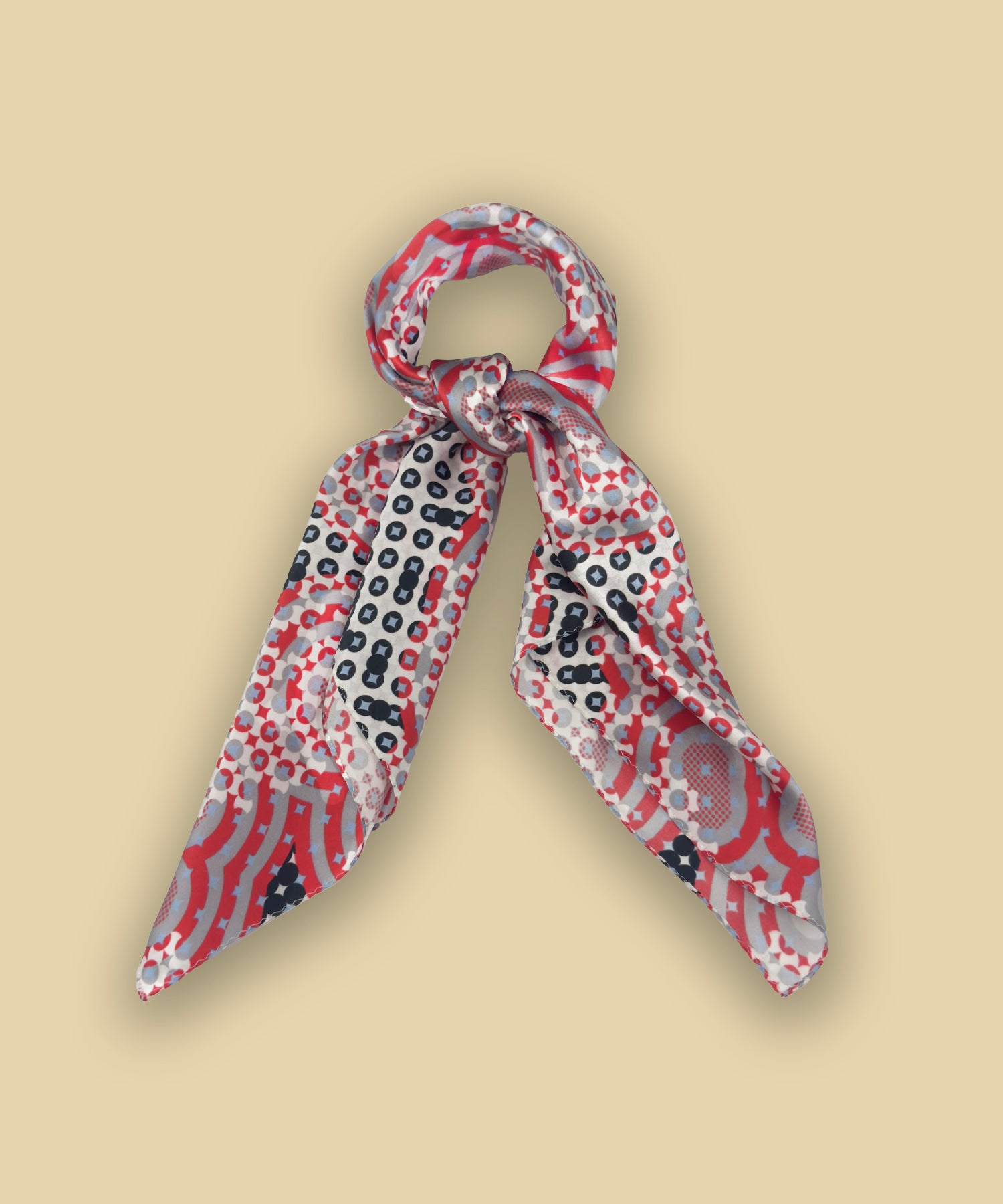 RED ECHO SILK SCARF_RED