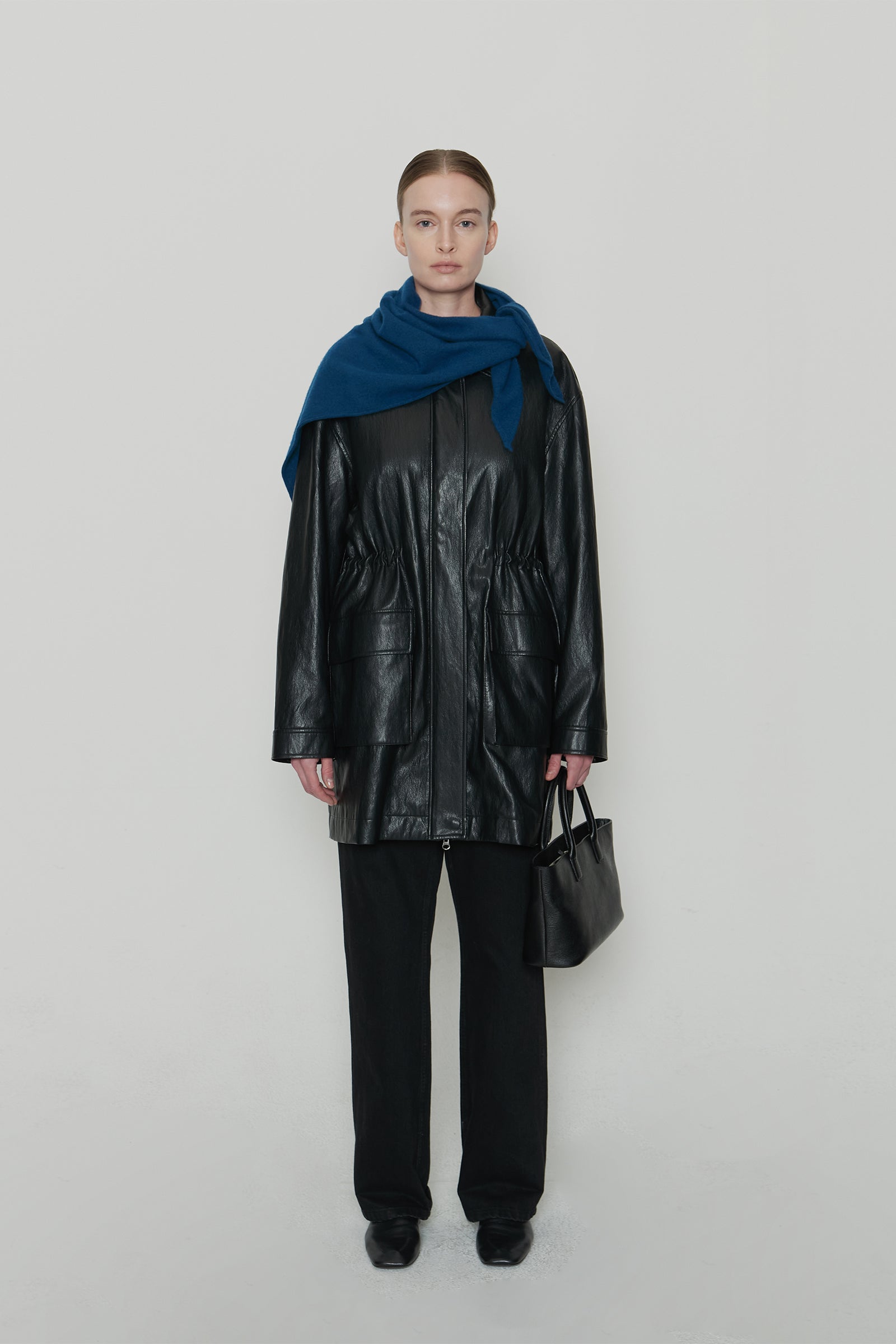 HALF SAFARI LEATHER JACKET_BLACK