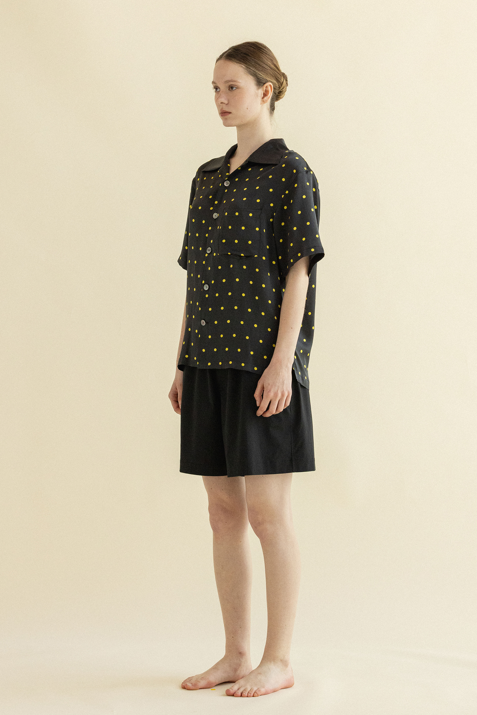 LEMON DOT BOWLING SHIRT_BLACK