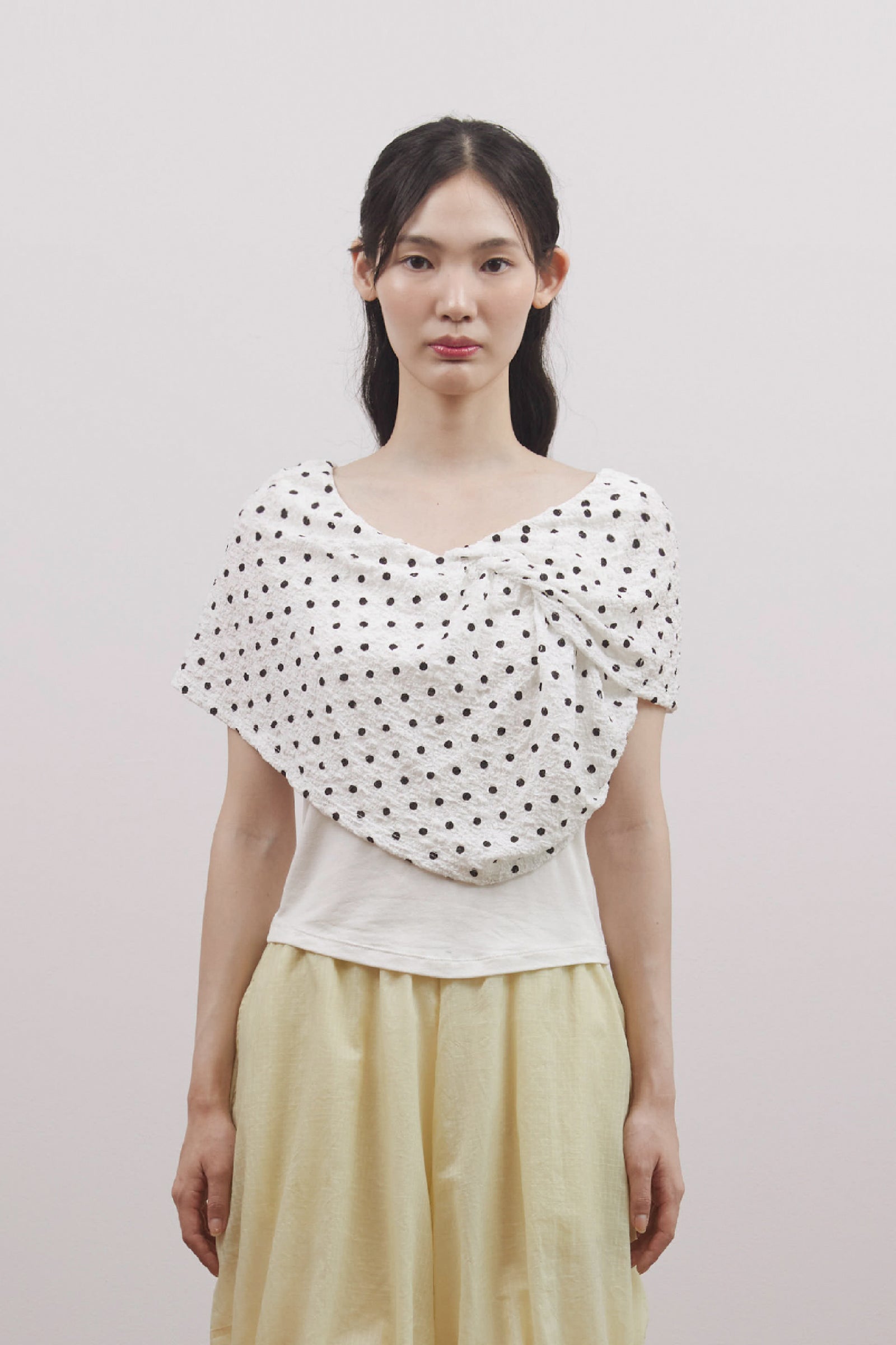 DOT DRAPE SLEEVELESS_WHITE