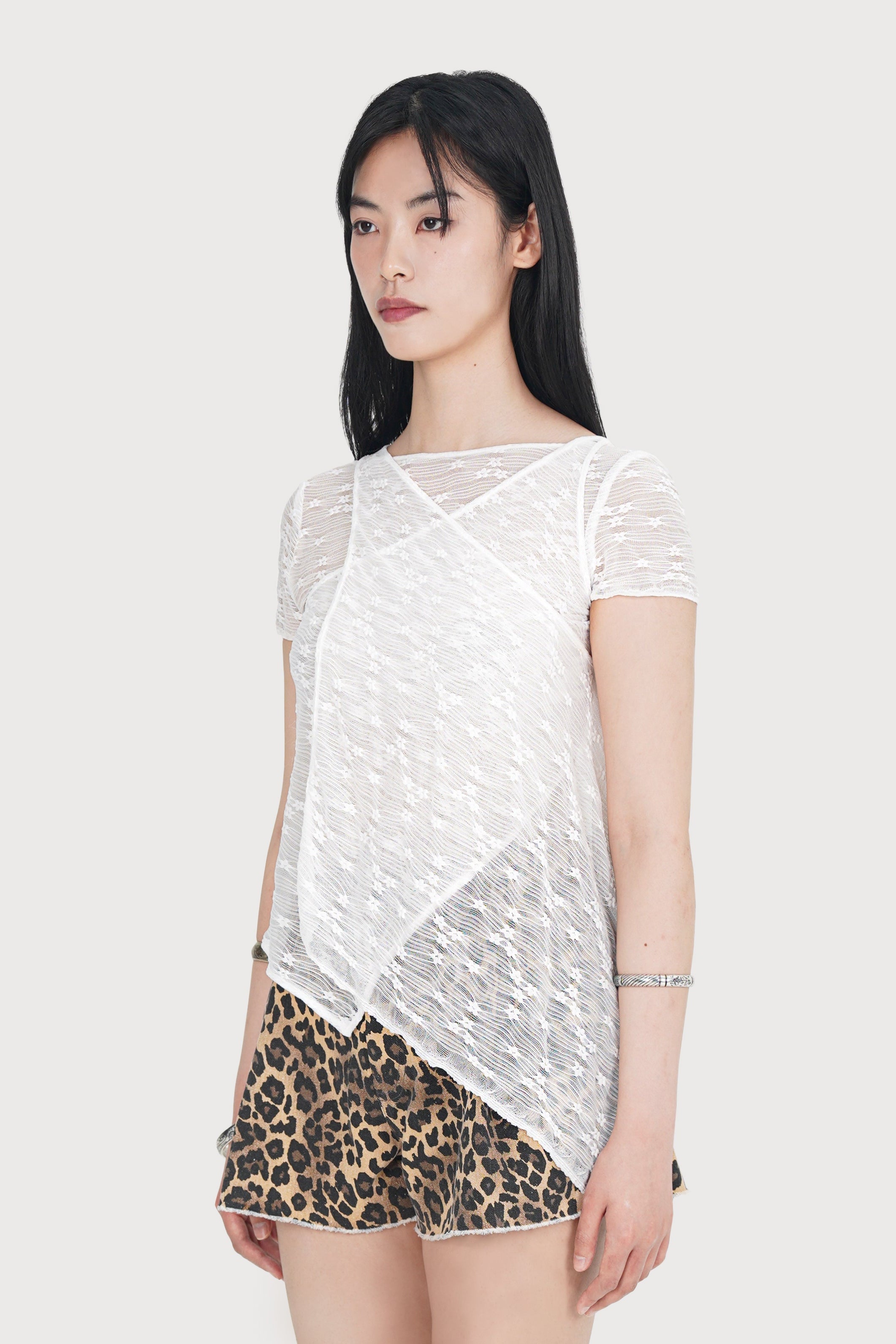 FLORAL STRETCH AROUND TOP_WHITE