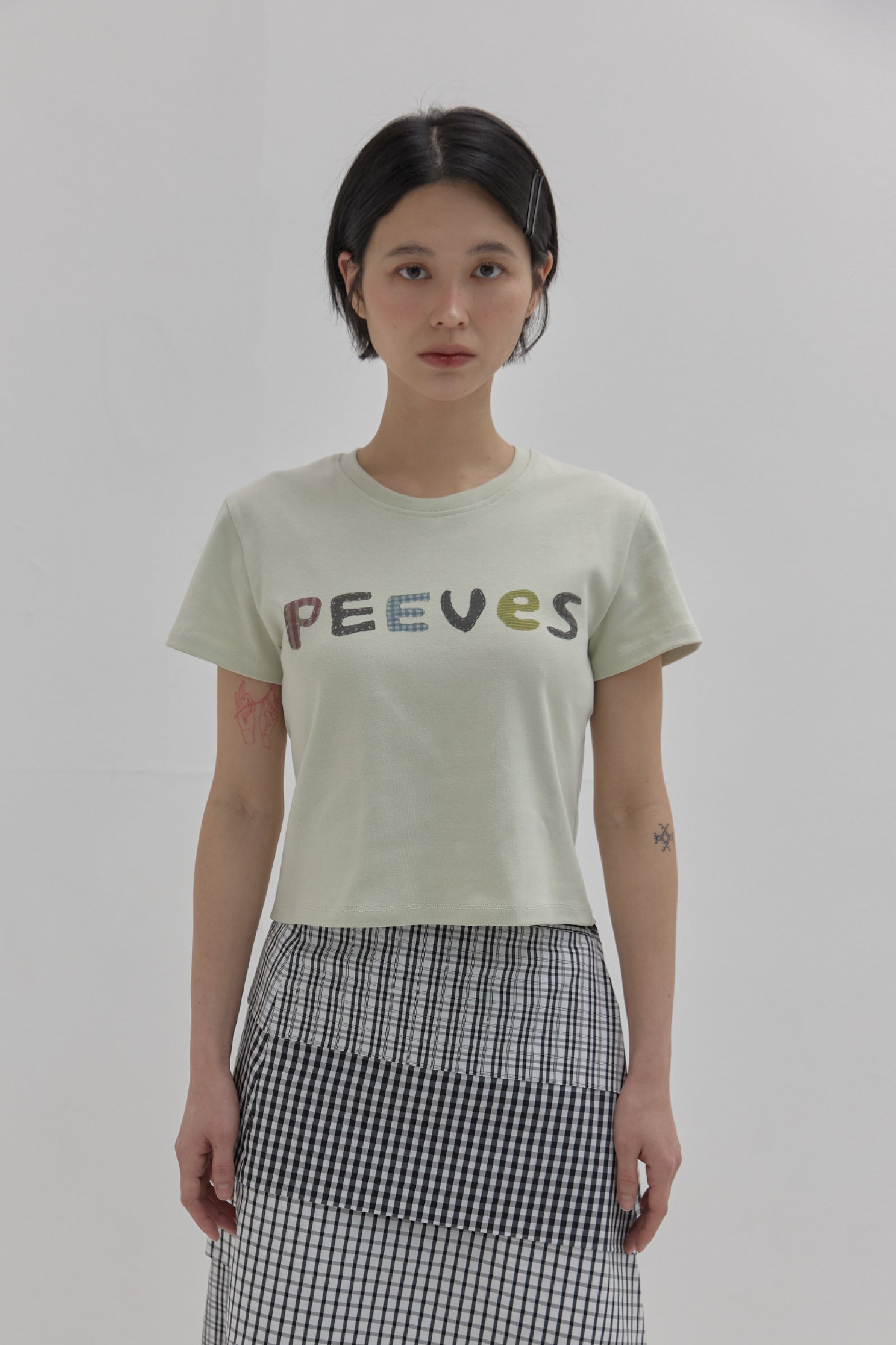 SCANNED NEEDLEWORK CROPPED T-SHIRT_LIME