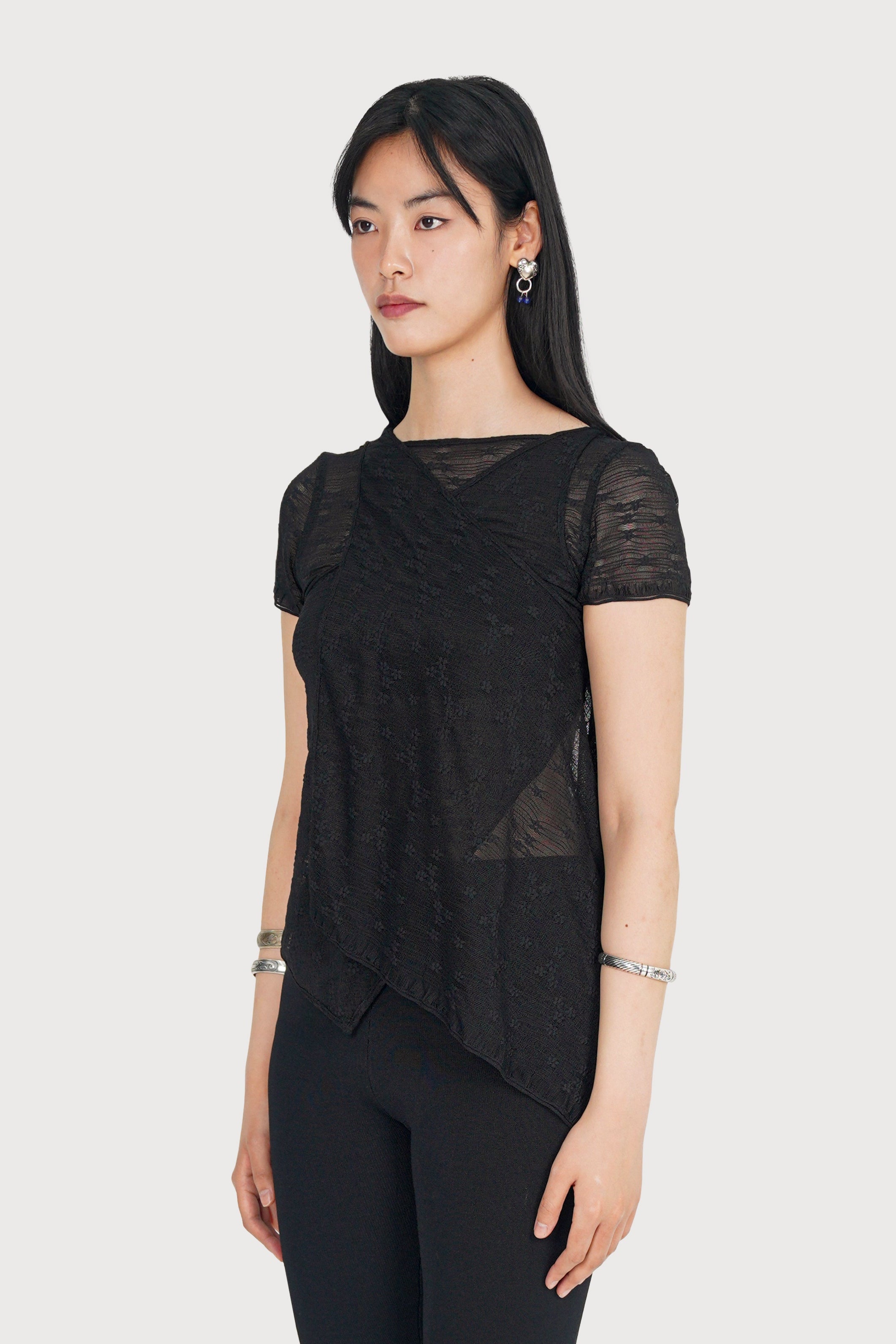 FLORAL STRETCH AROUND TOP_BLACK