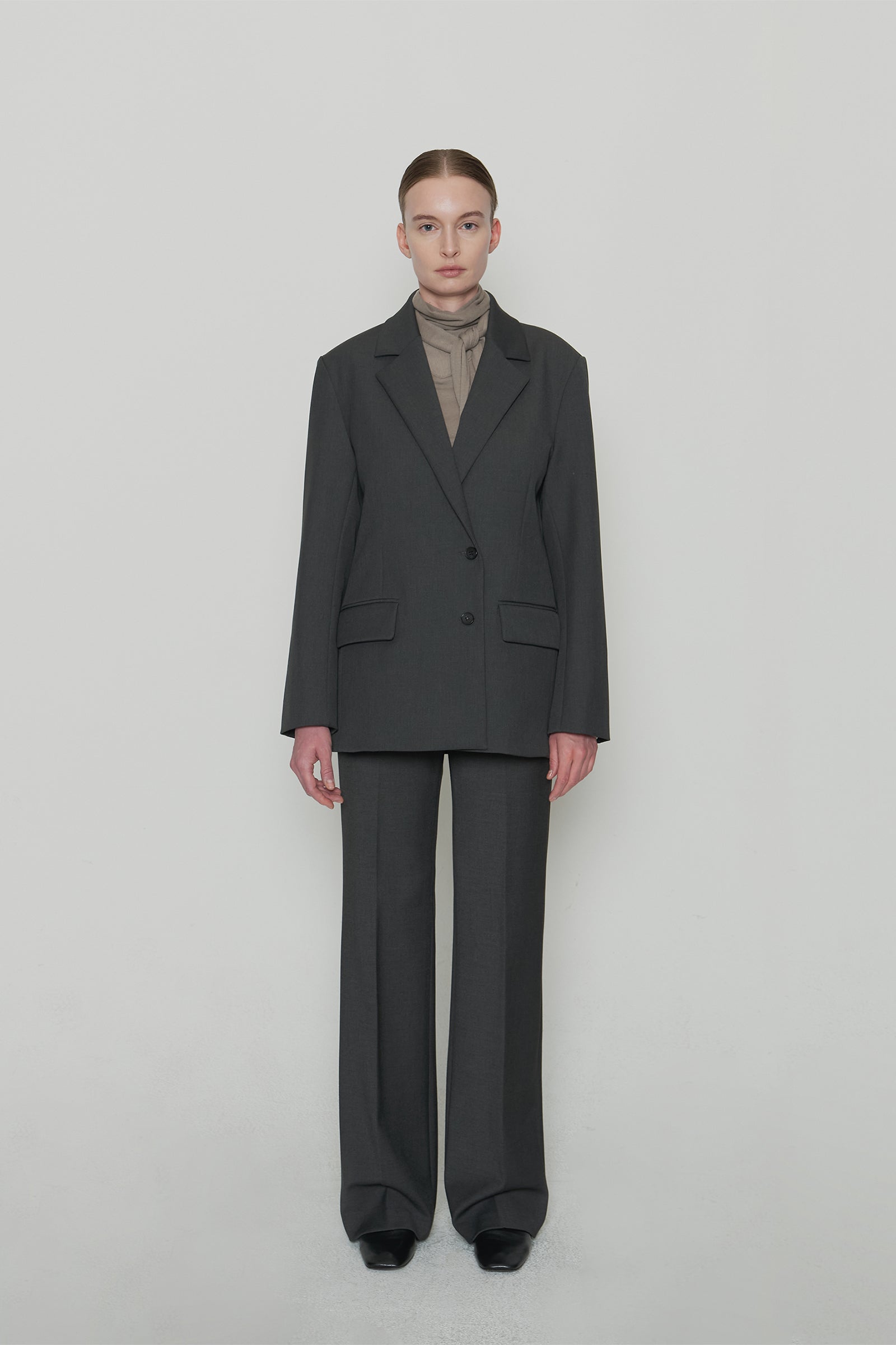 DOUBLE BREASTED OVERSIZED JACKET_CHARCOAL