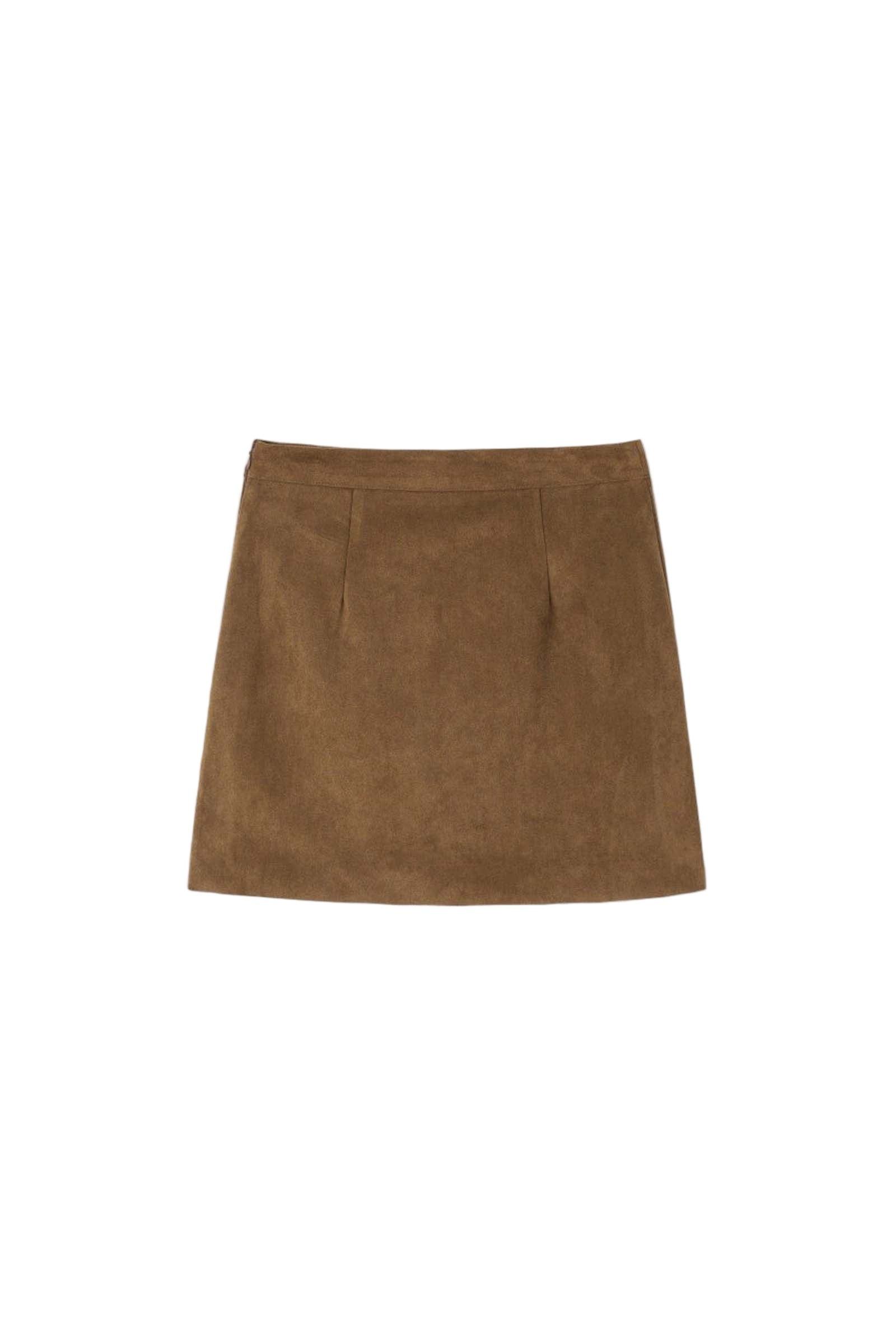 SUEDE POCKET SKIRT_BROWN