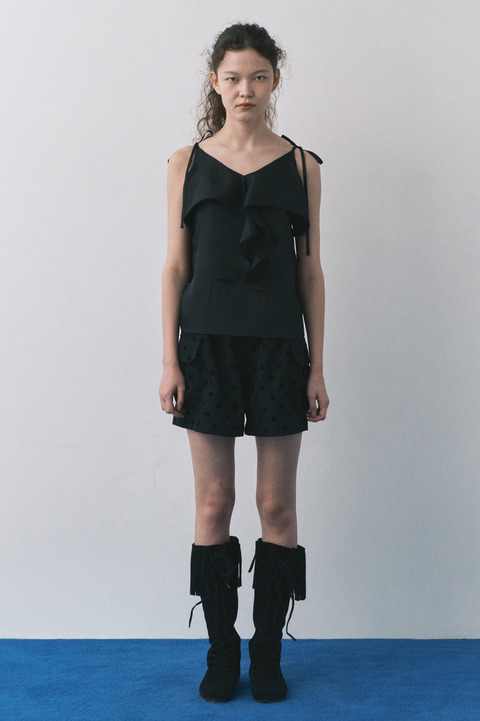 RUFFLE CAMISOLE BLOUSE_BLACK