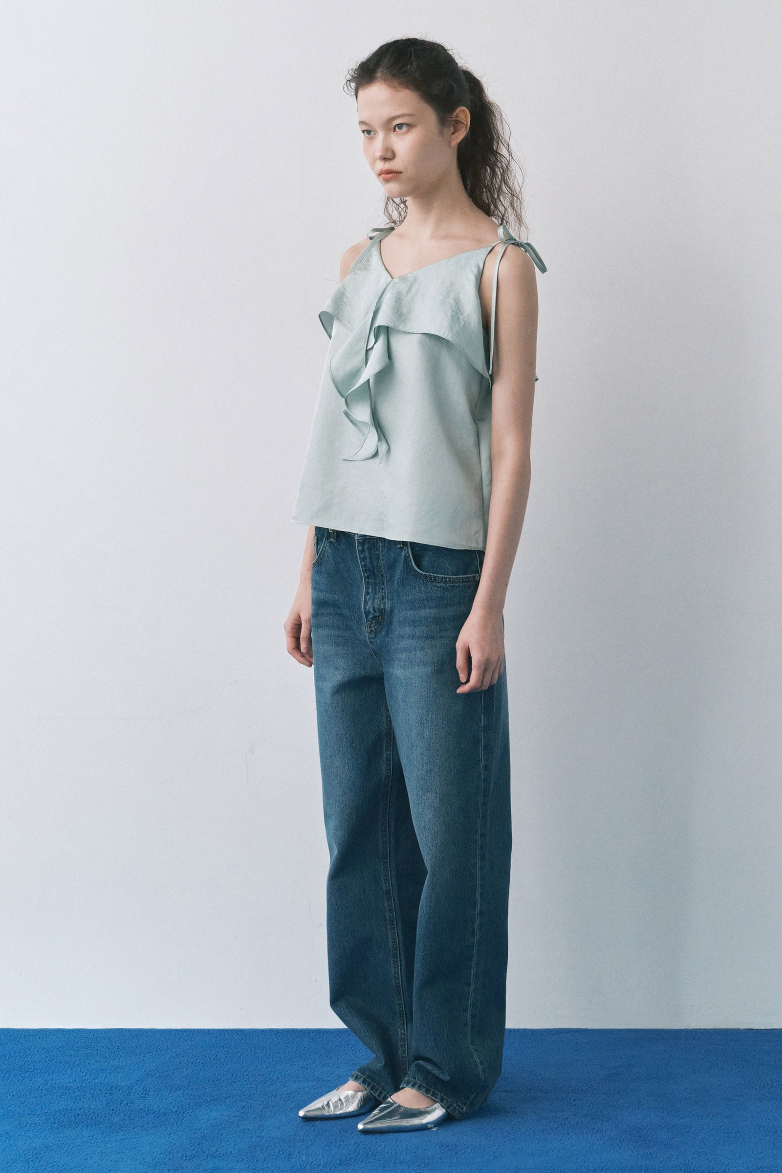 RUFFLE CAMISOLE BLOUSE_MINT