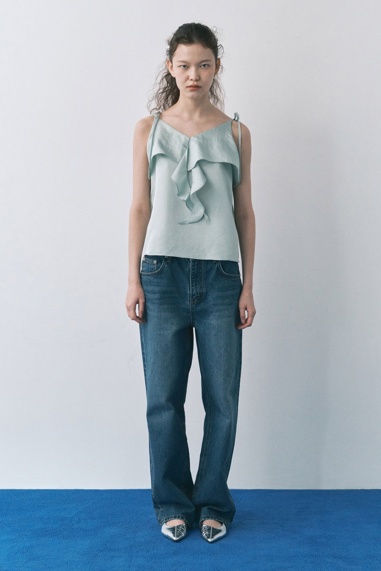 RUFFLE CAMISOLE BLOUSE_MINT