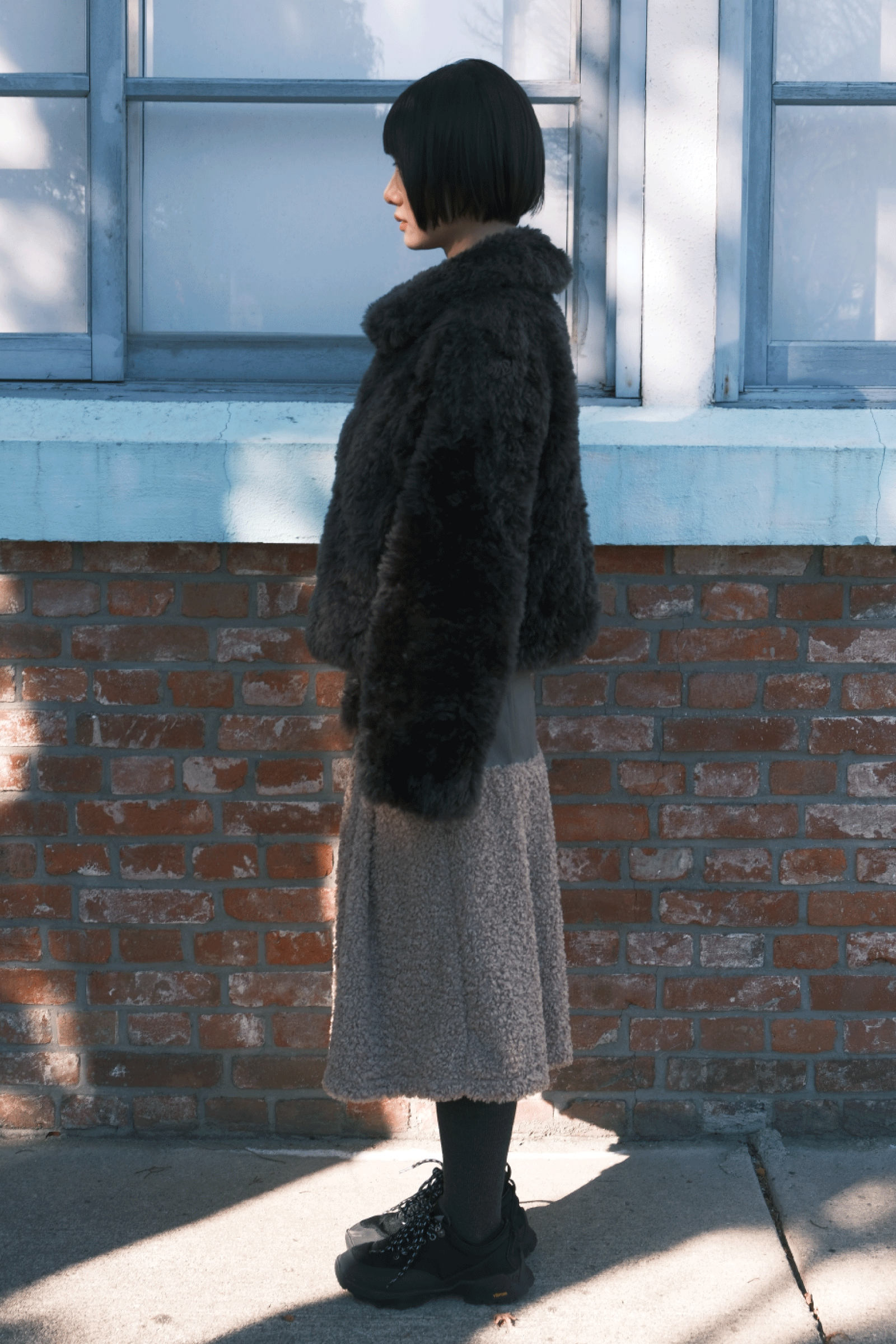 FLUFFY MIDI SKIRT_BEIGE