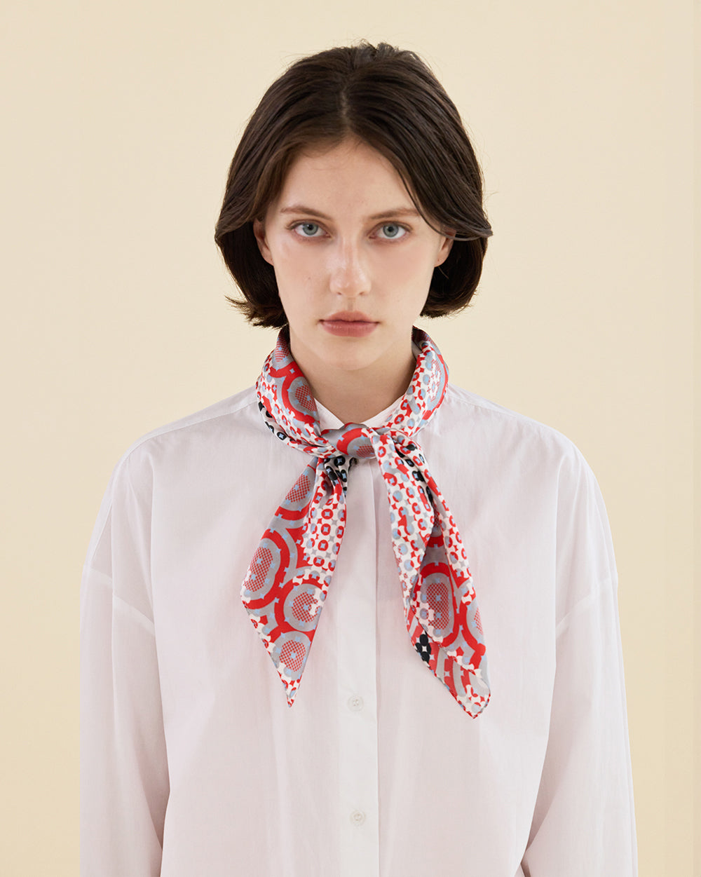 RED ECHO SILK SCARF_RED