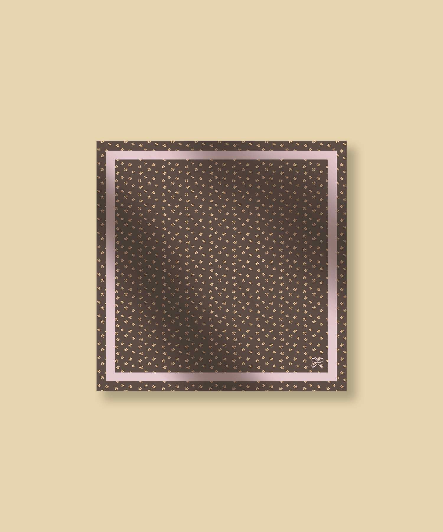 FLEUR GARDEN SILK SCARF_BROWN