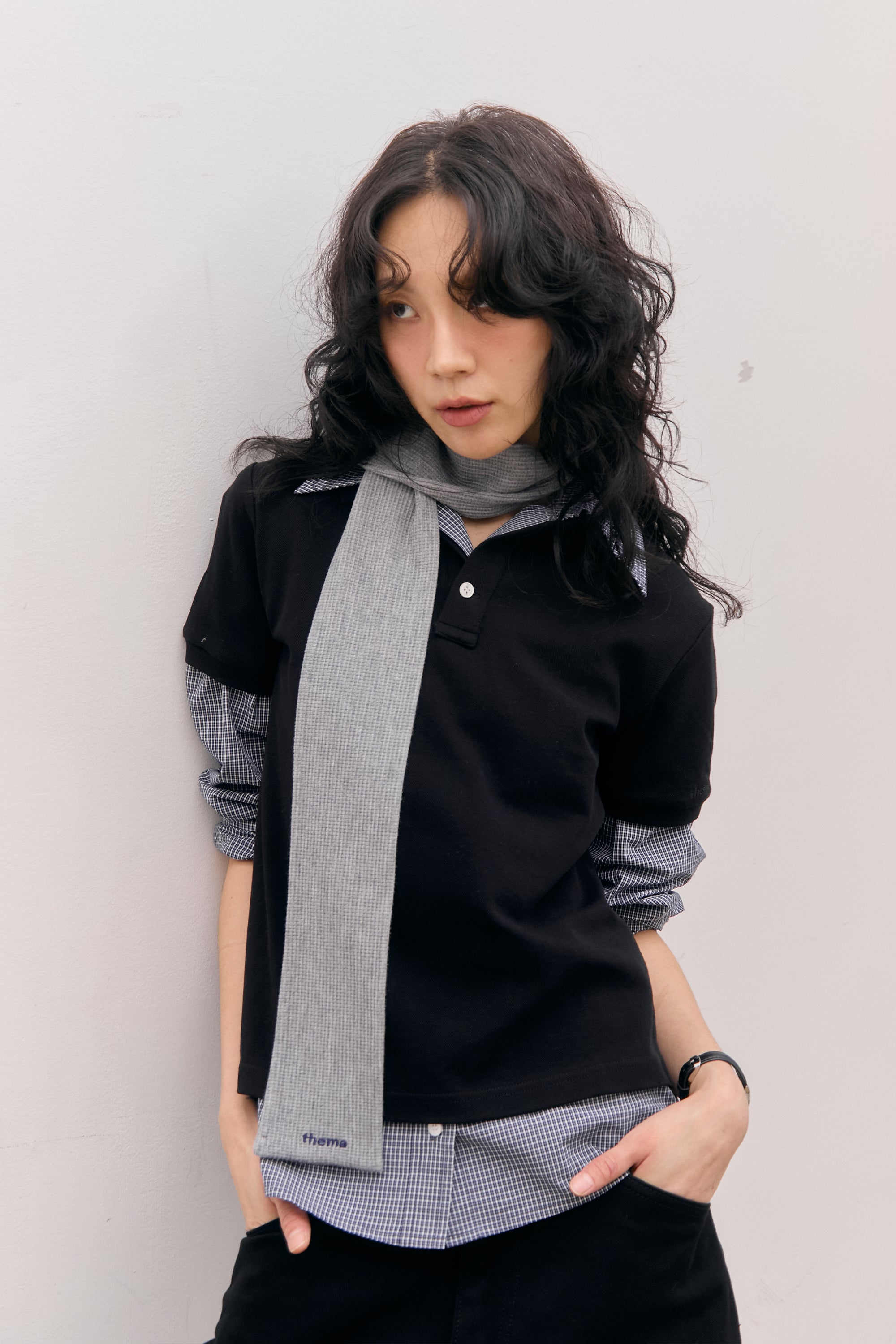 SOFT WAFFLE LONG SCARF_GREY