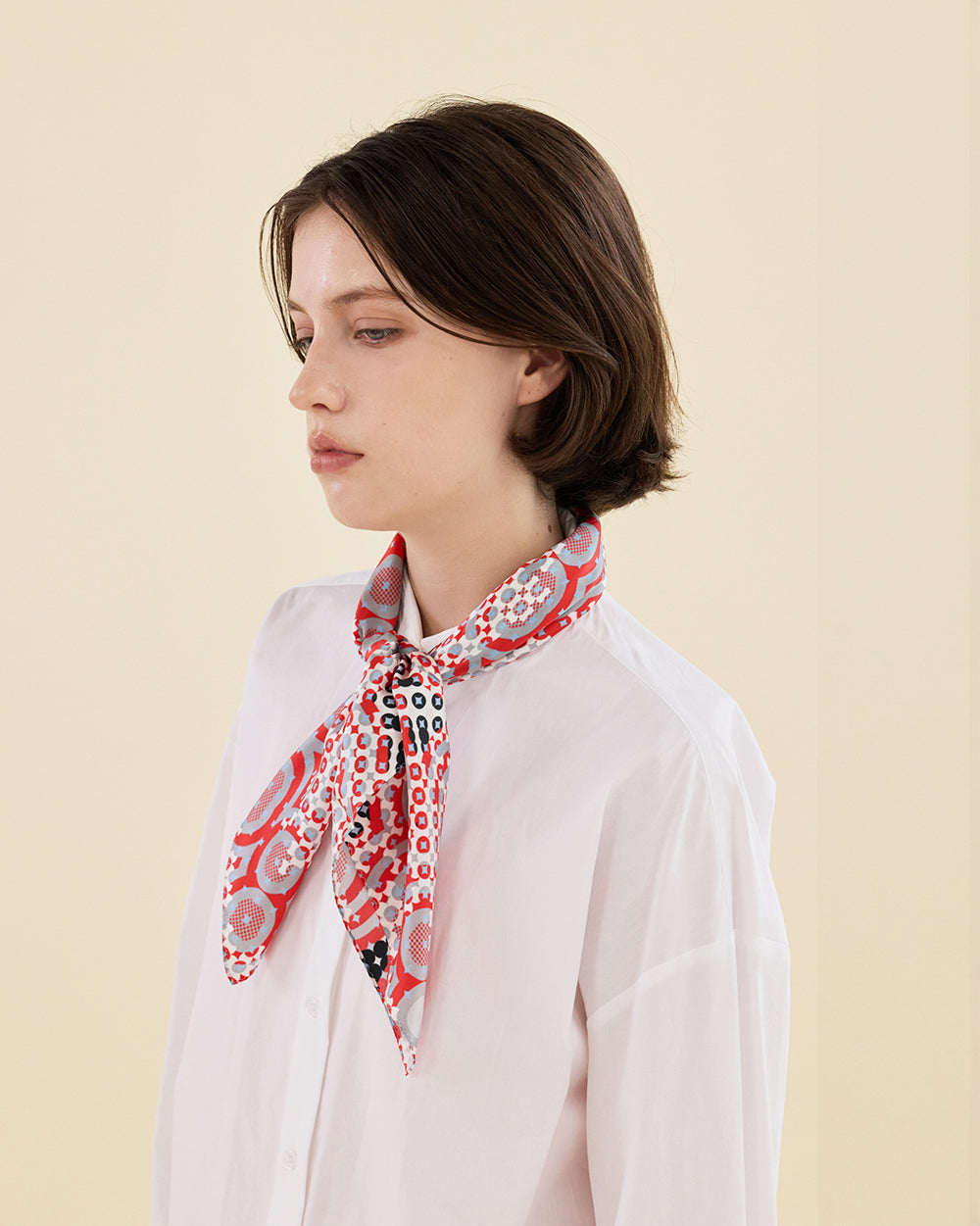 RED ECHO SILK SCARF_RED