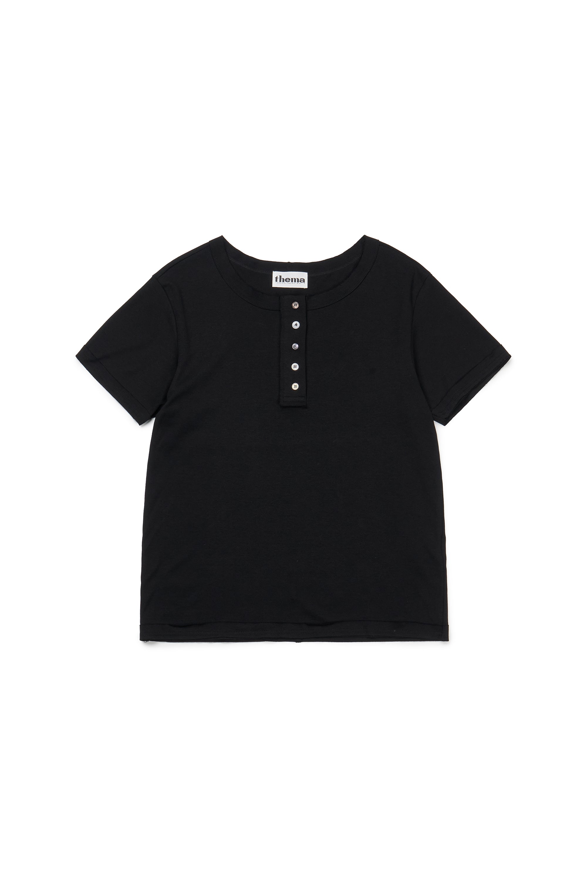 5 BUTTON HENLEY NECK_BLACK