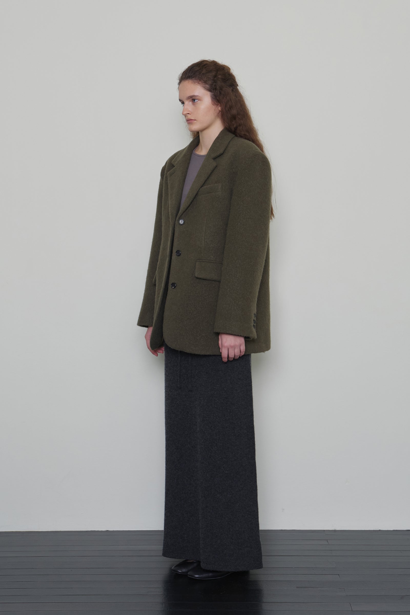 ALPACA HEAVY BLAZER COAT_KHAKI