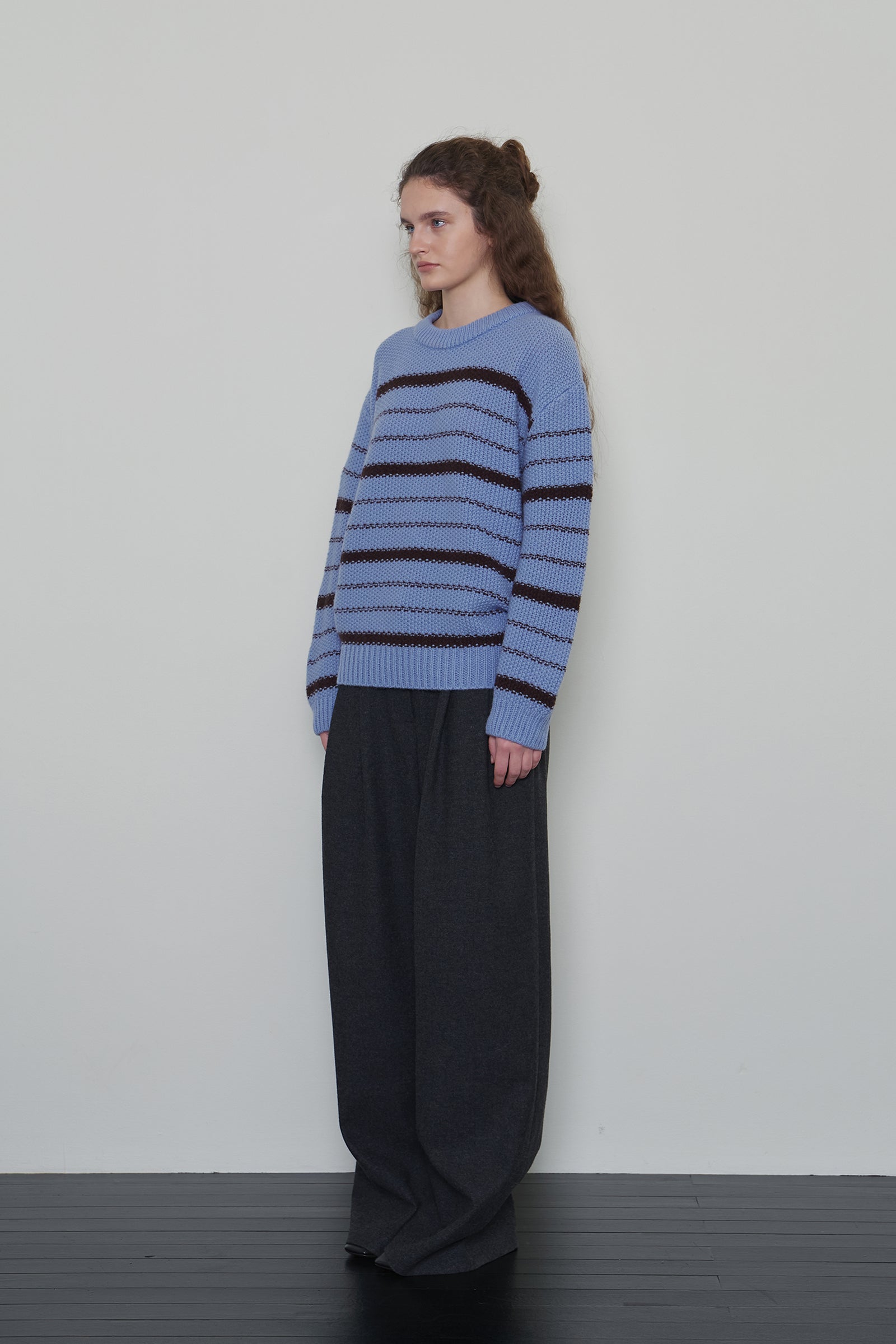 CHUNKY WOOL STRIPE KNIT_LIGHT BLUE