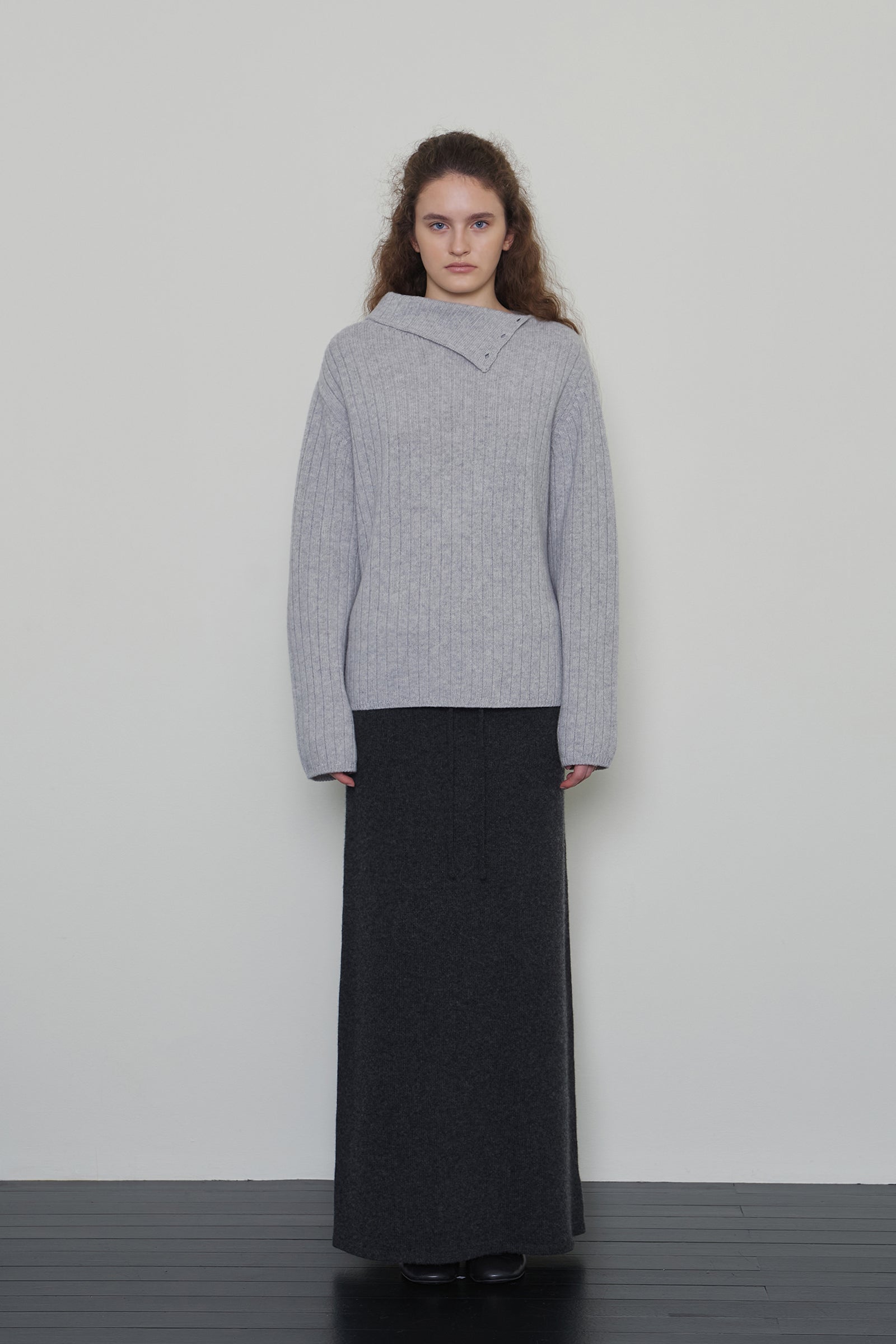 DAS WOOL KNIT SKIRT_CHARCOAL