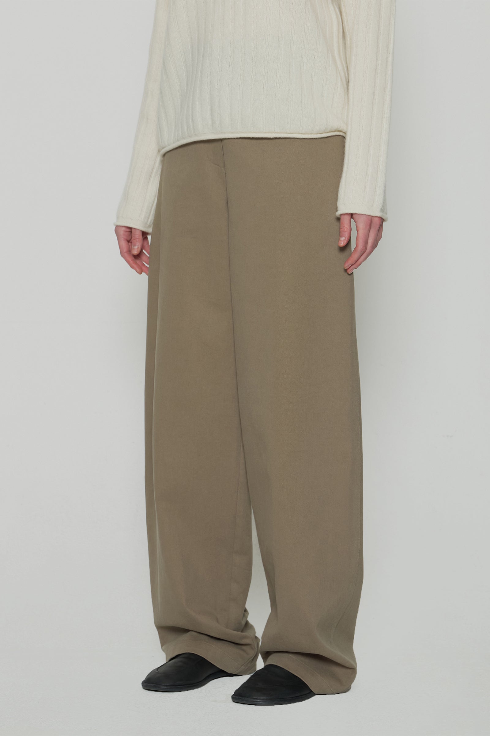 CAMO COTTON WIDE PANTS_DARK BEIGE